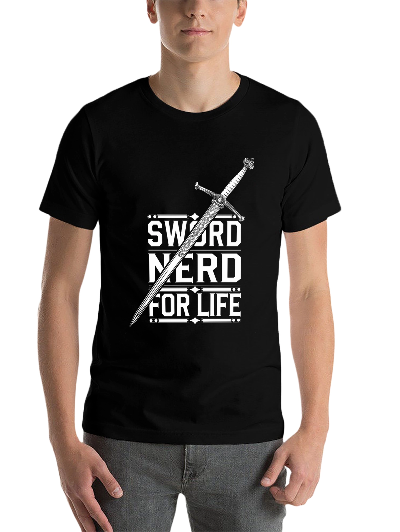 Black Sword Nerd For Life Black T-Shirt view 7