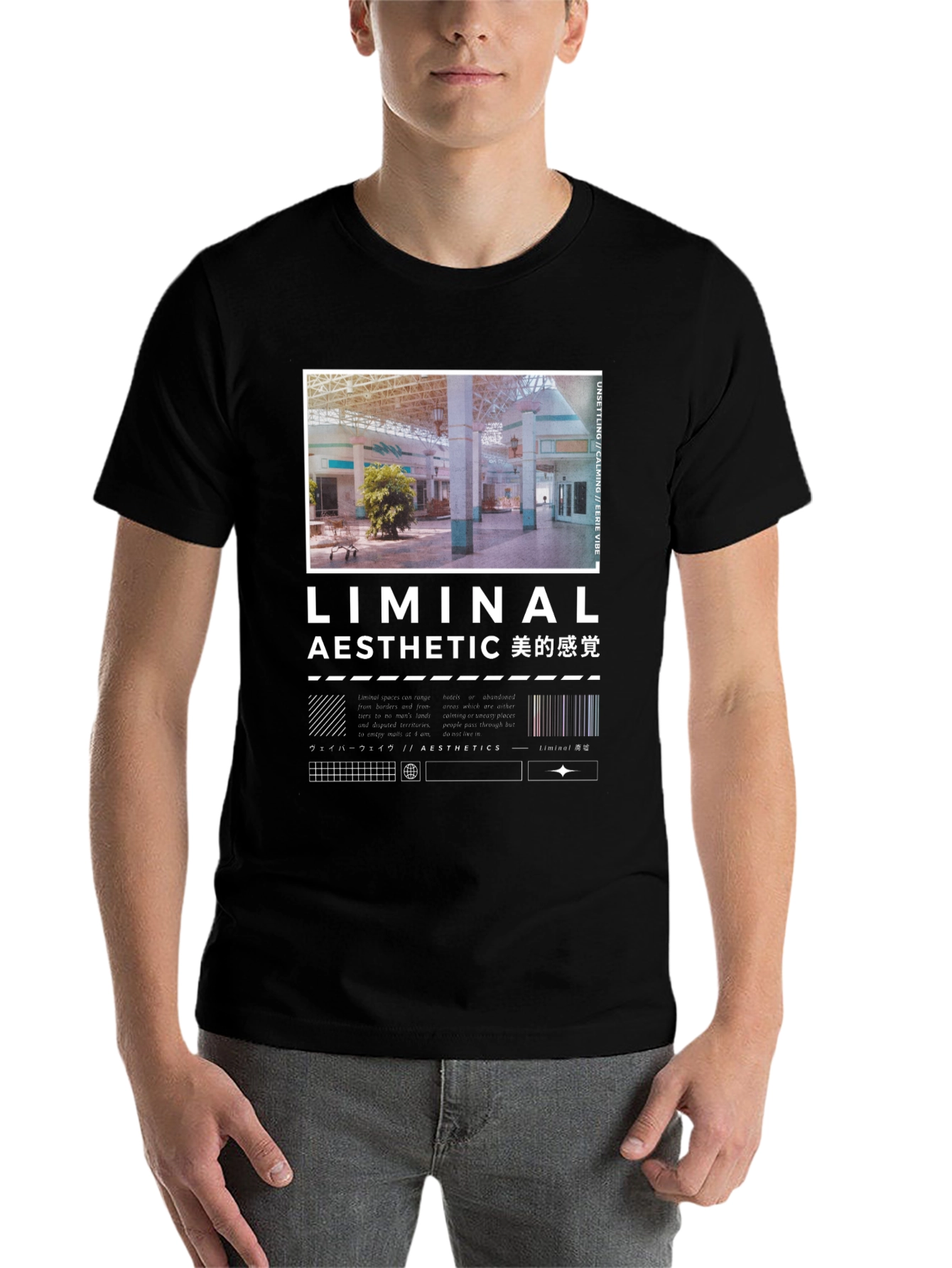 Black Liminal Aesthetic Graphic T-Shirt view 7