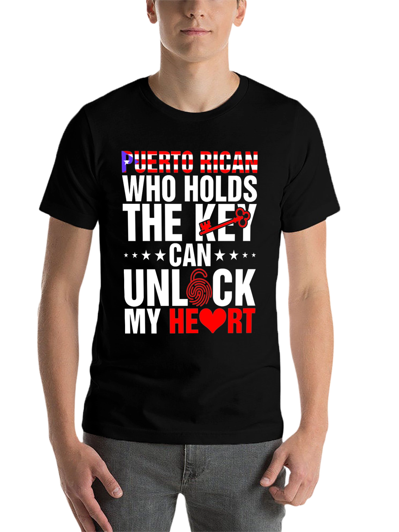 Black Puerto Rican Key to My Heart Graphic T-Shirt view 7