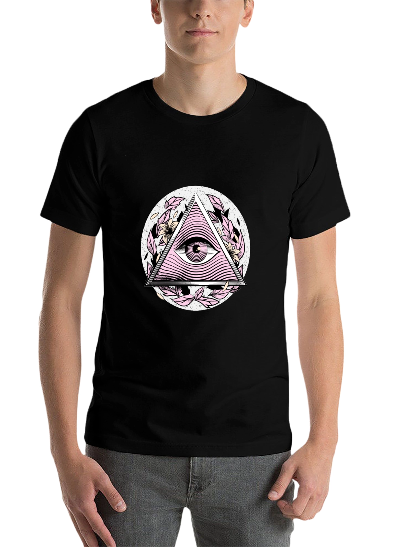 Black All Seeing Eye Graphic Black T-Shirt view 7