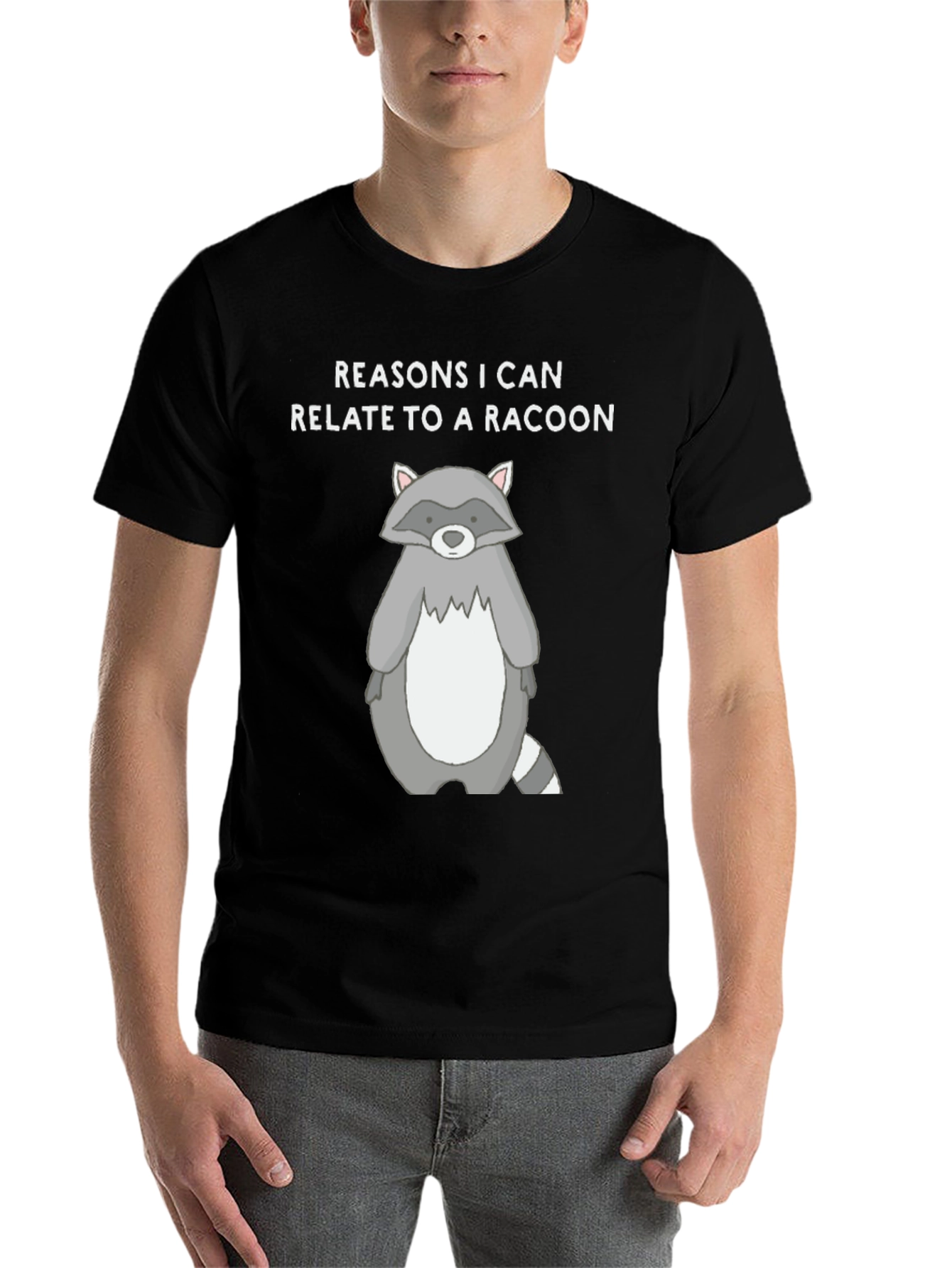 Black Relate to a Racoon Black T-Shirt view 7