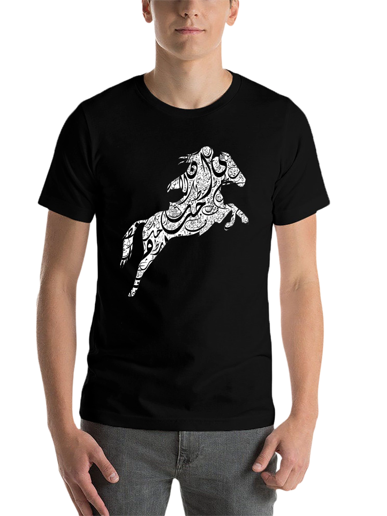 Black Black Tee with Horse Graphic view 7