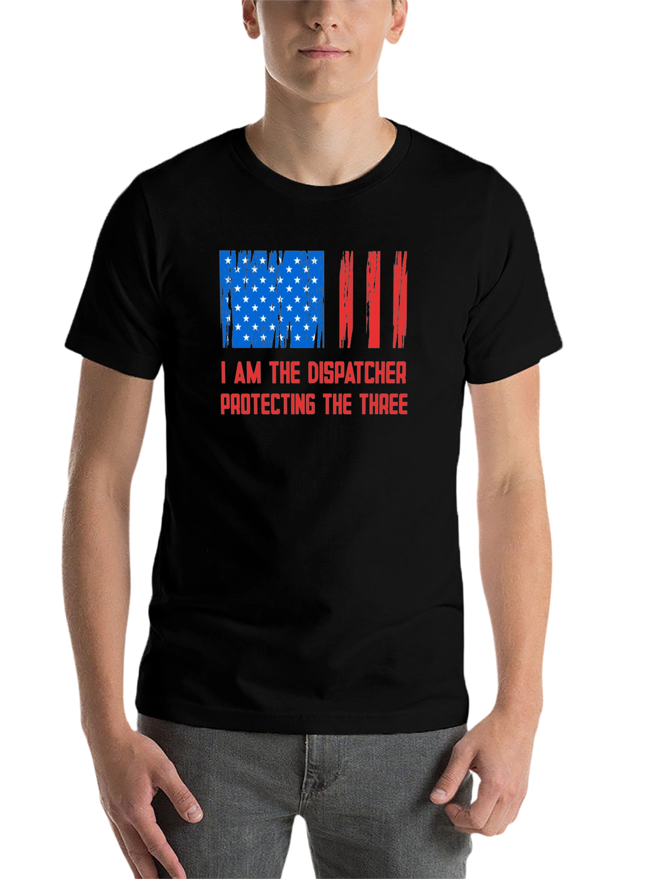 Black Dispatcher Protecting The Three Graphic T-Shirt view 7