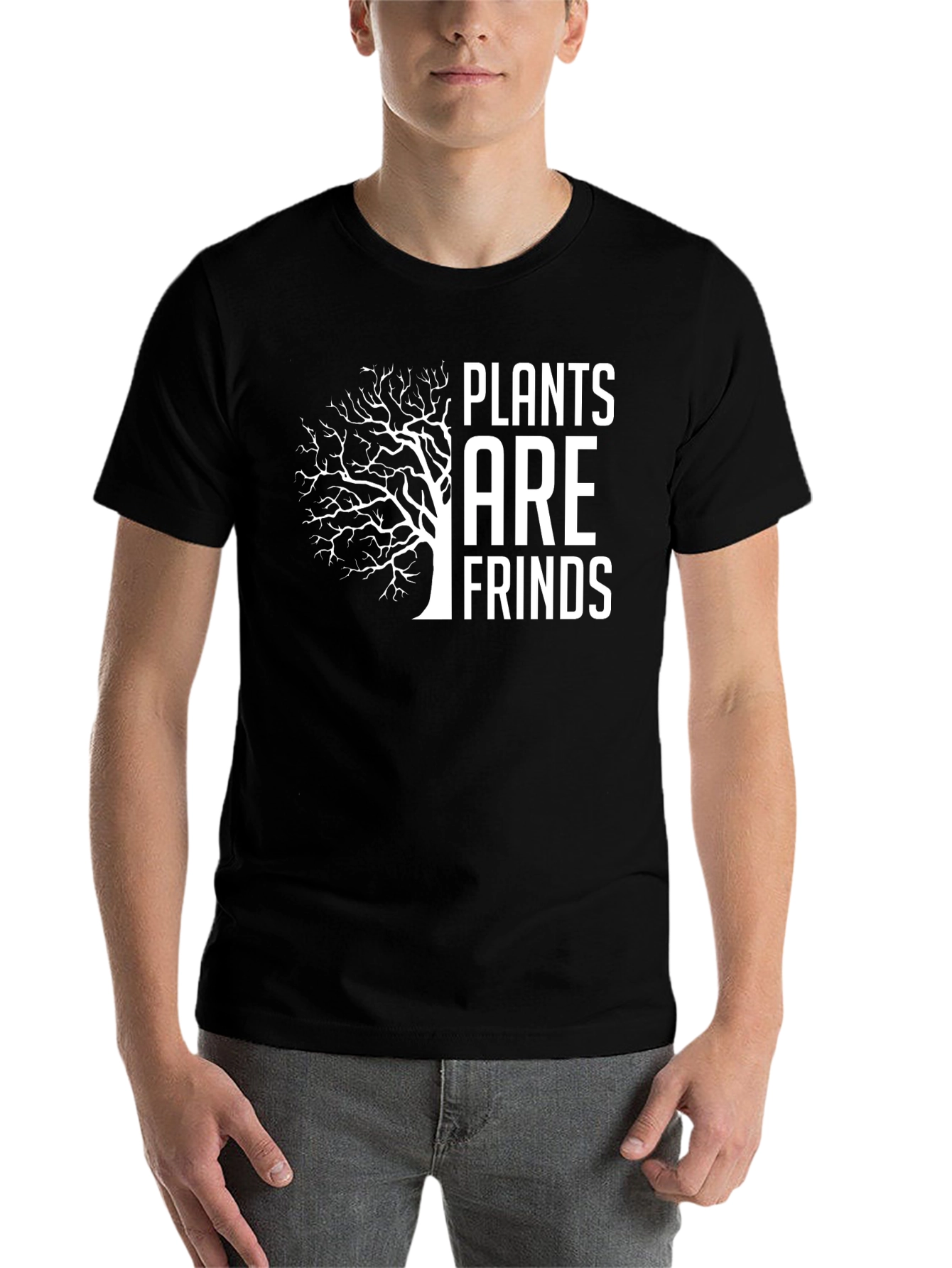 Black Plants Are Friends Graphic Tee - Black Cotton Casual view 7