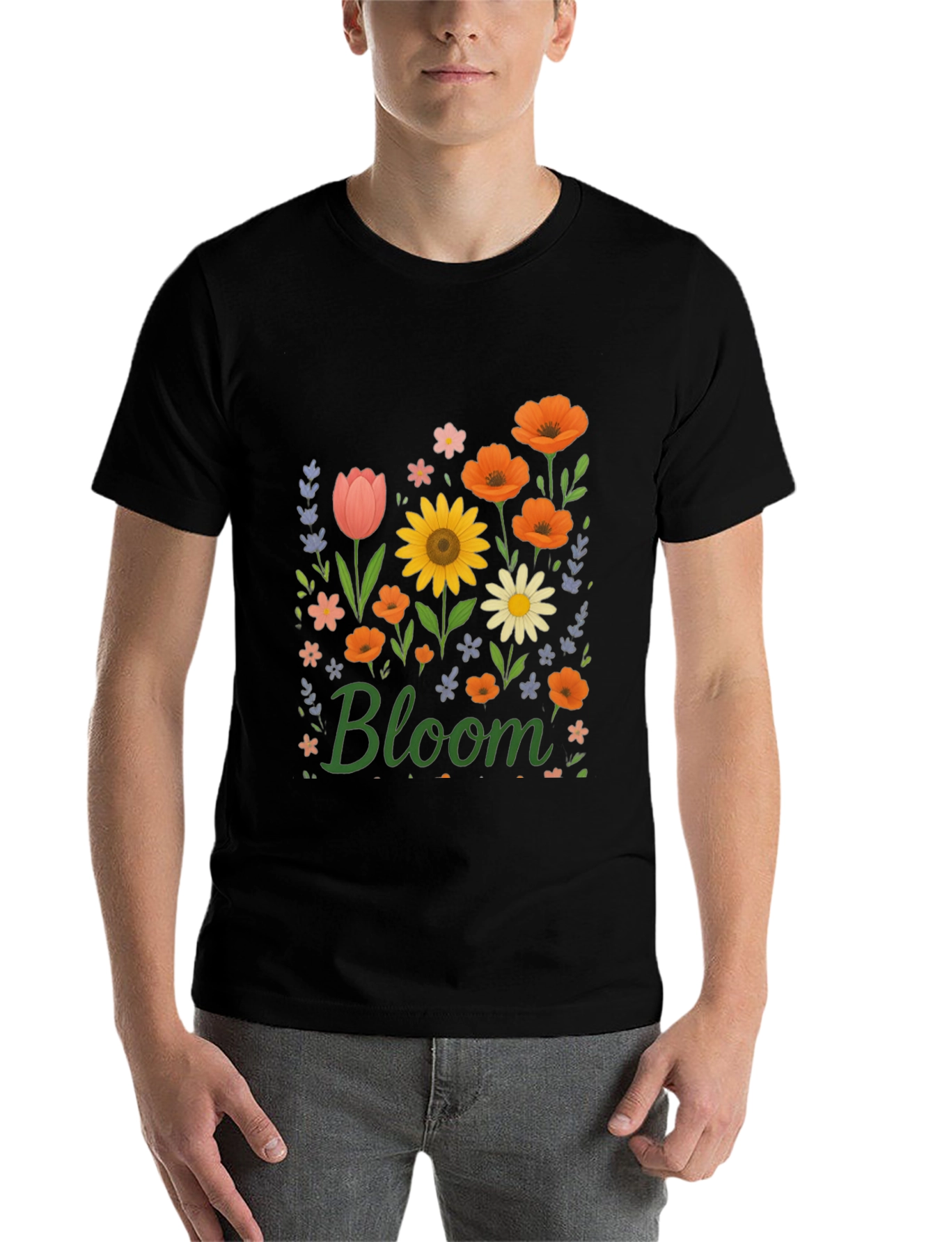 Black Bloom Floral Graphic T-Shirt - Black view 7