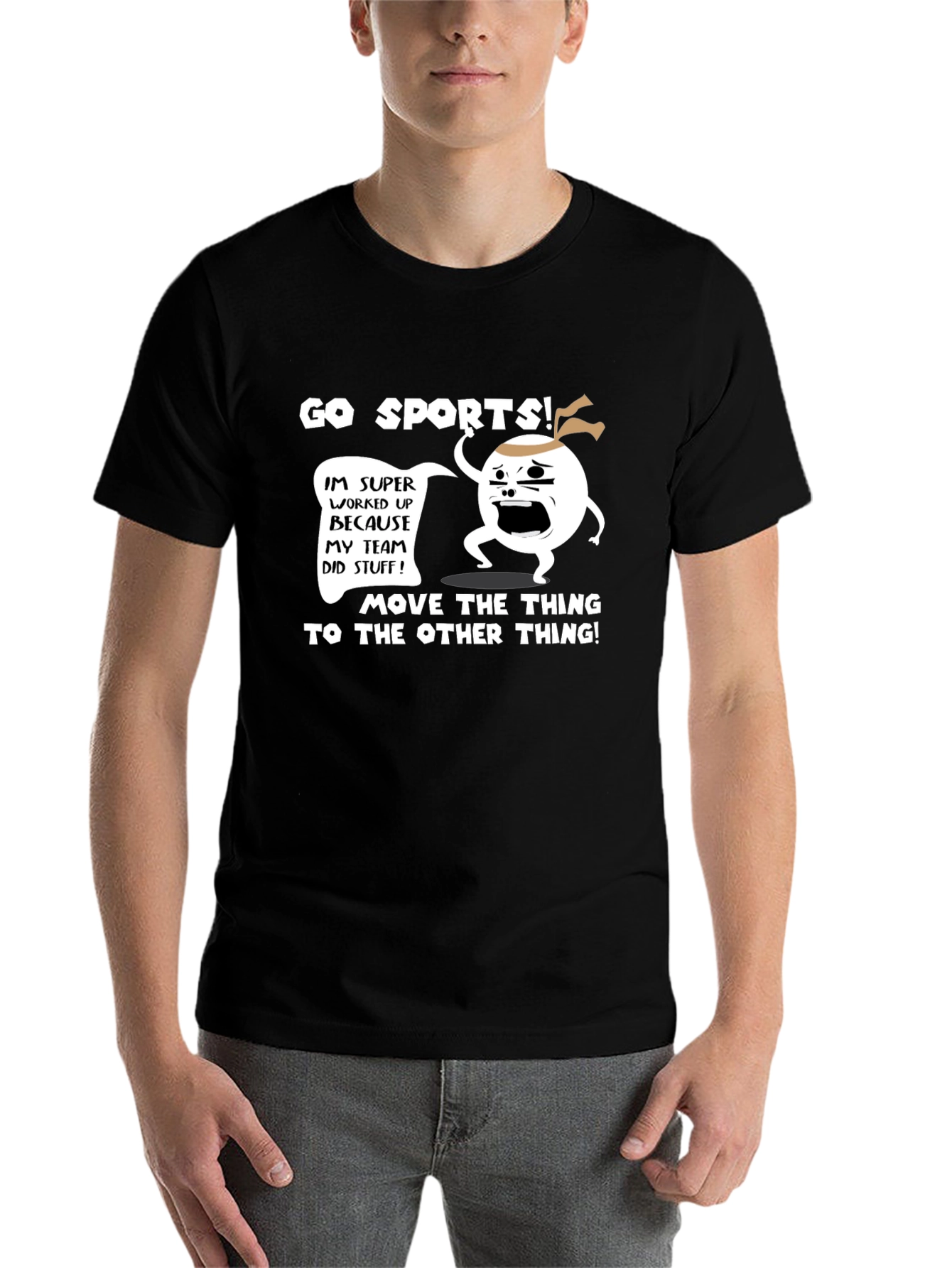 Black Go Sports! T-Shirt - Funny Team Fan Apparel view 7