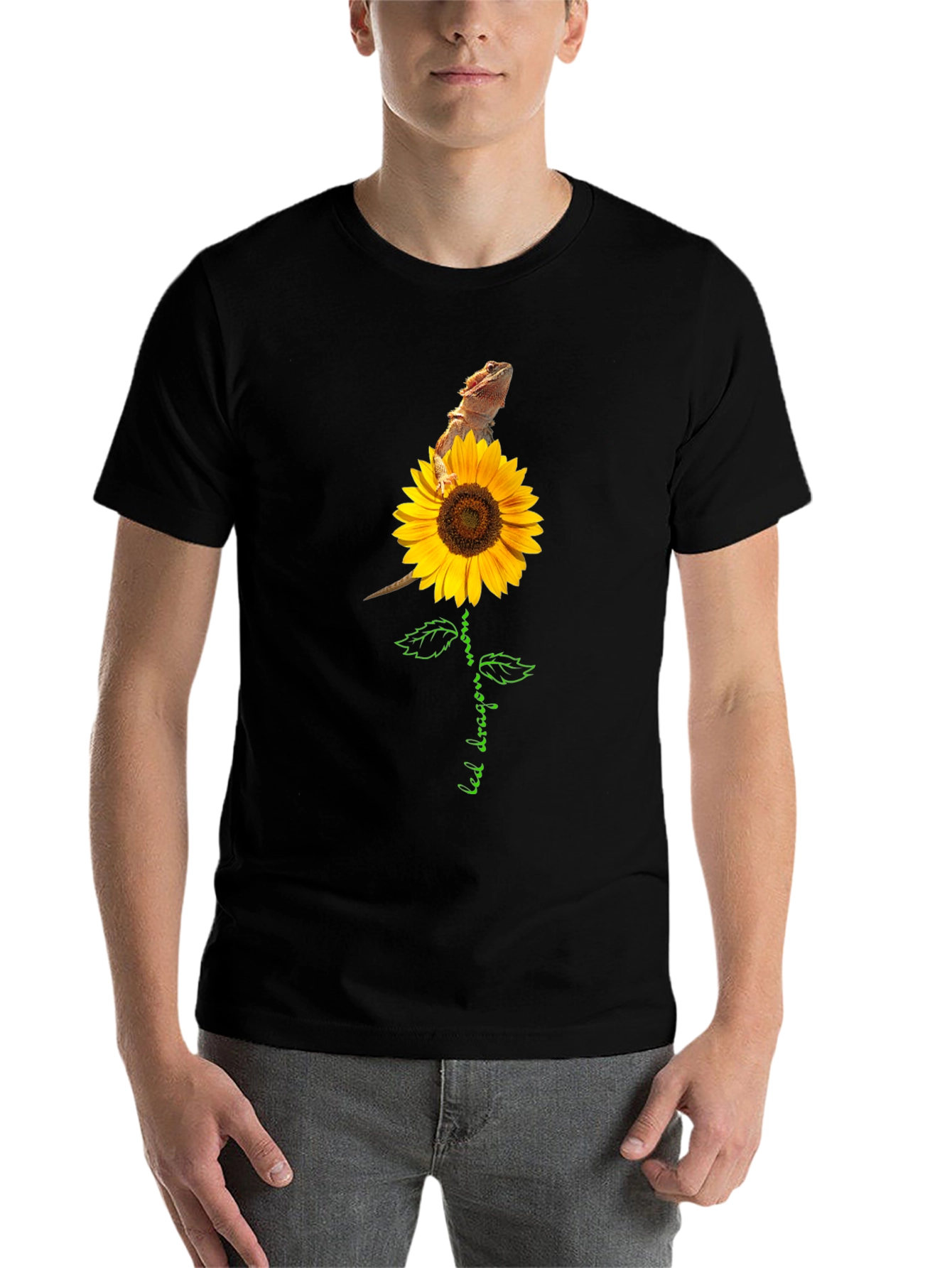 Black Bearded Dragon Sunflower Graphic Tee view 7