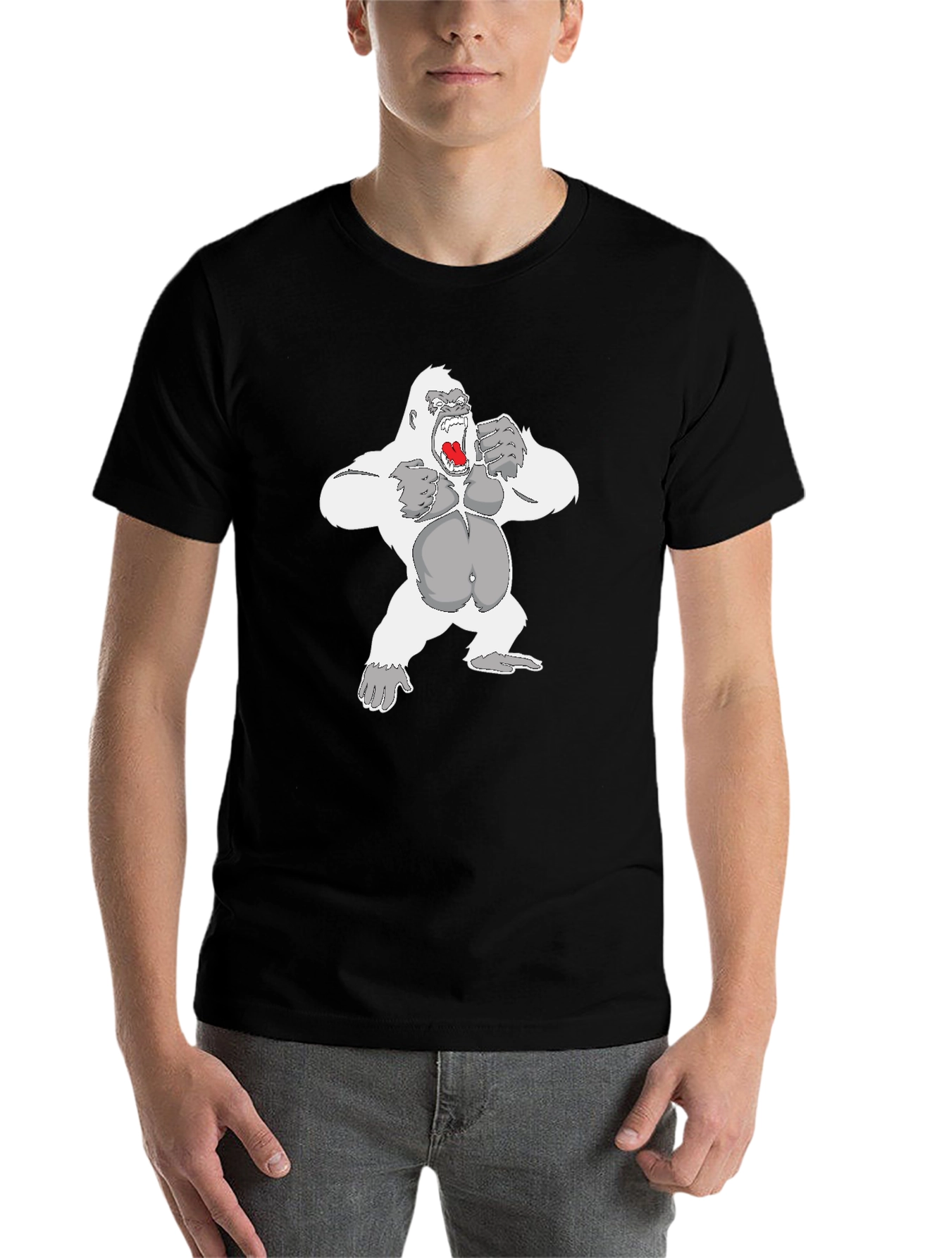 Black Gorilla Graphic Tee - Black Cotton Casual Wear view 7