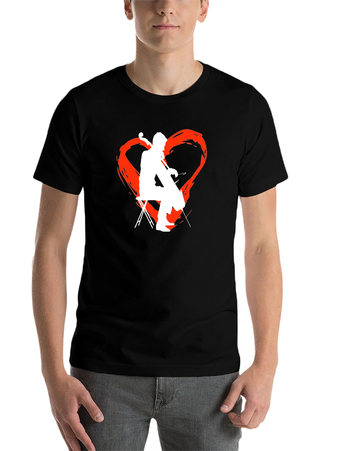 Black Cello Heart T-Shirt - Music Lover Tee view 7
