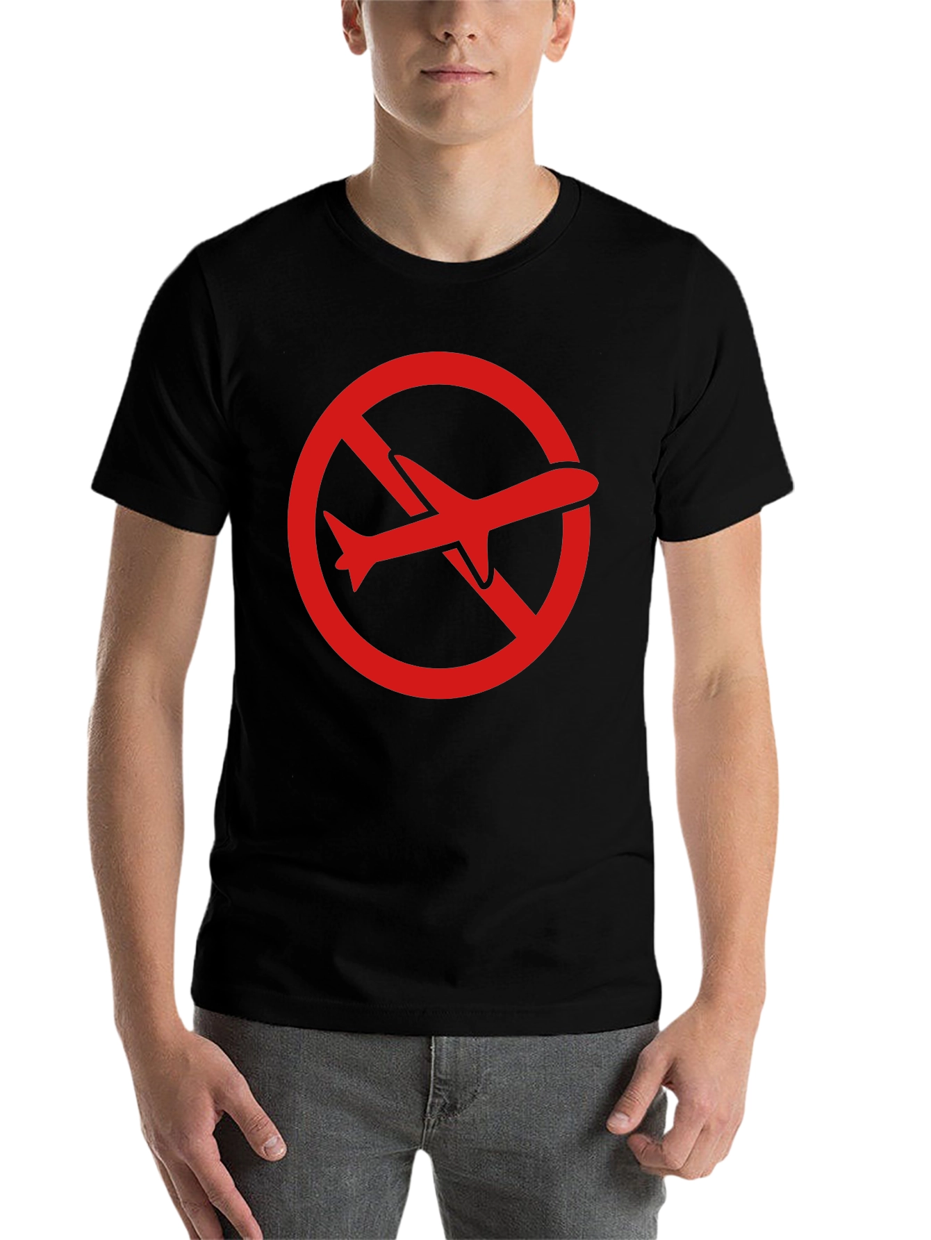 Black No Flights Graphic Tee - Black Cotton T-Shirt view 7