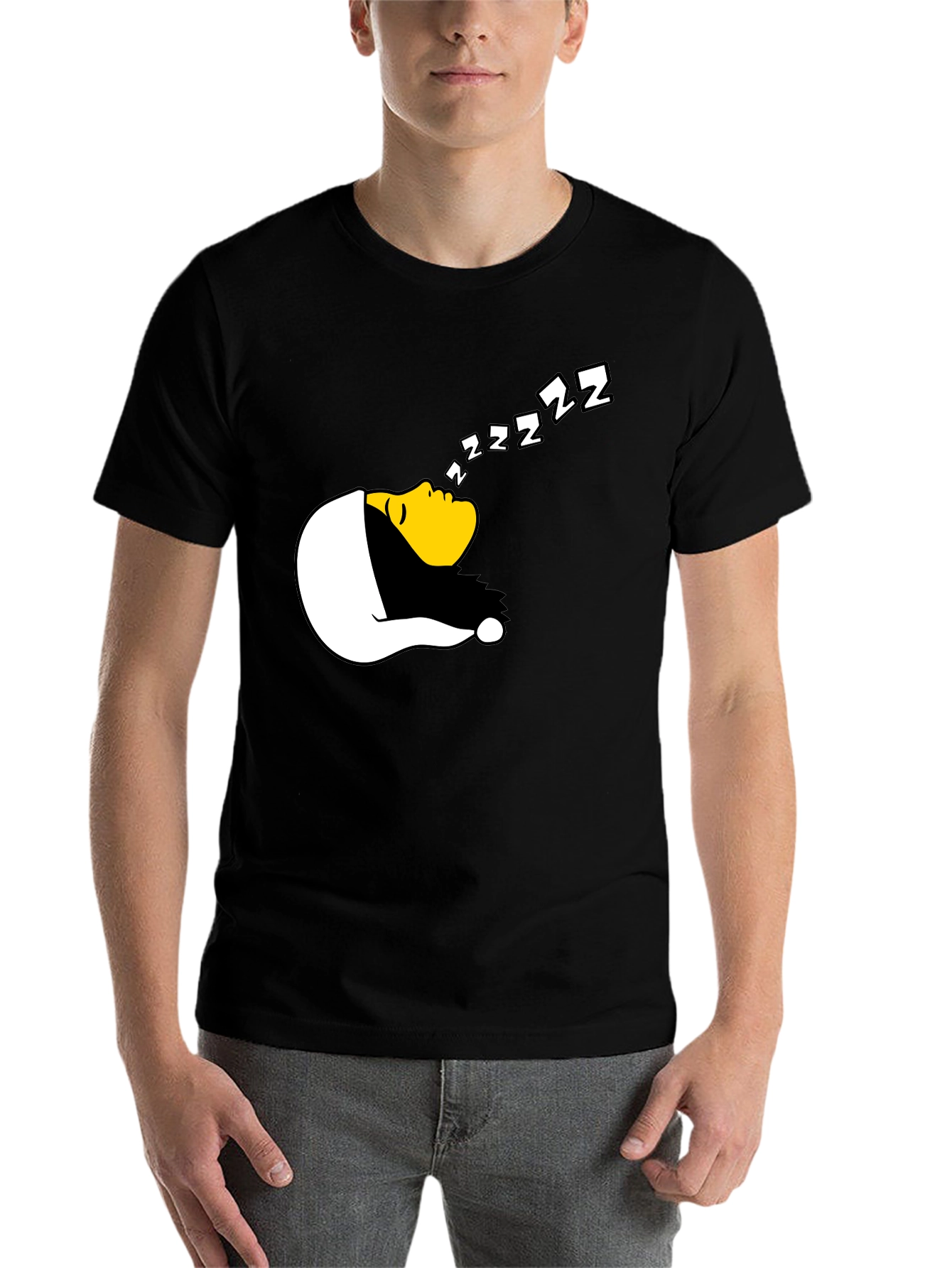 Black Funny Sleeping Graphic T-Shirt - Black view 7