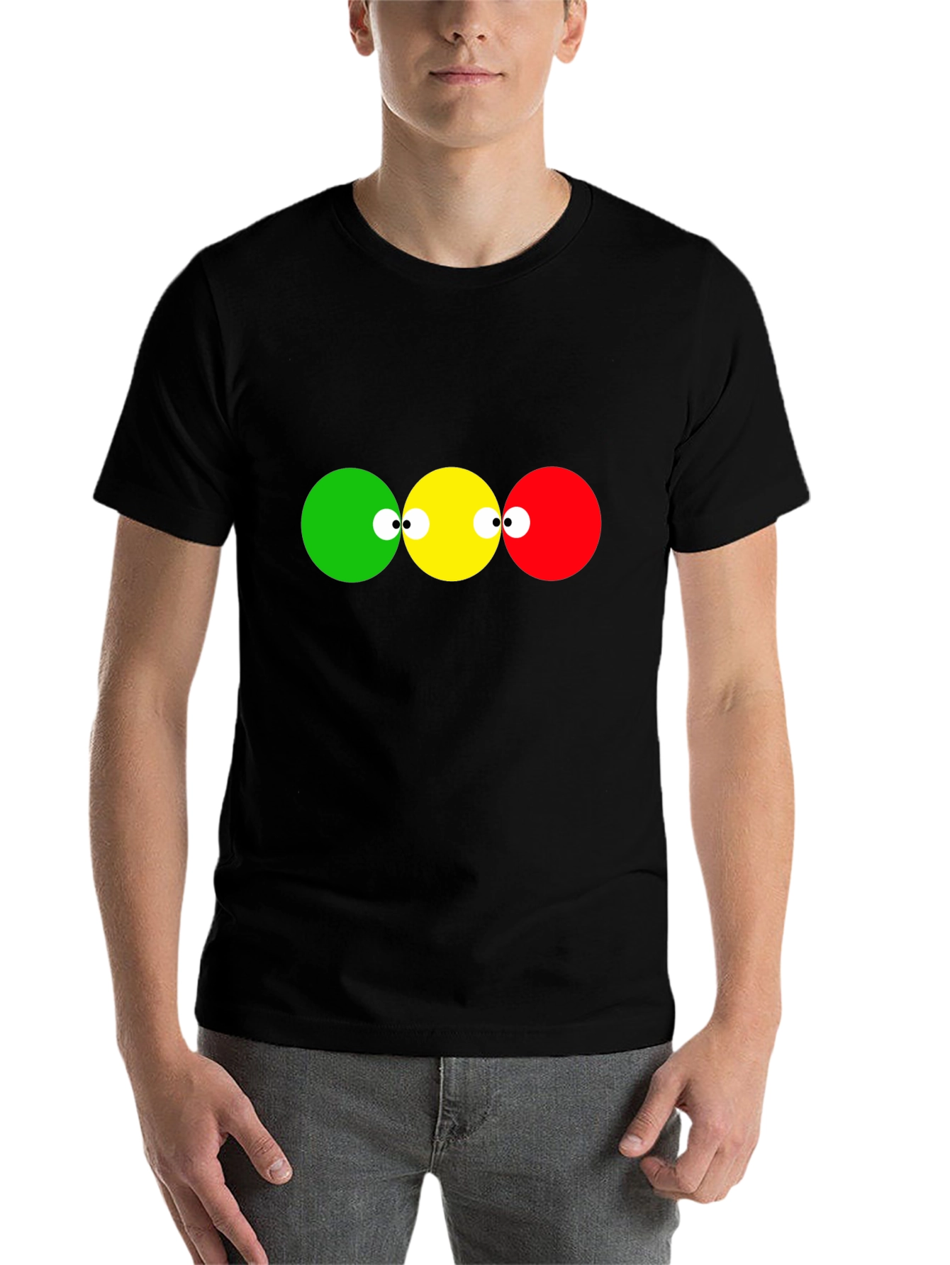 Black Funny Traffic Light T-Shirt view 7