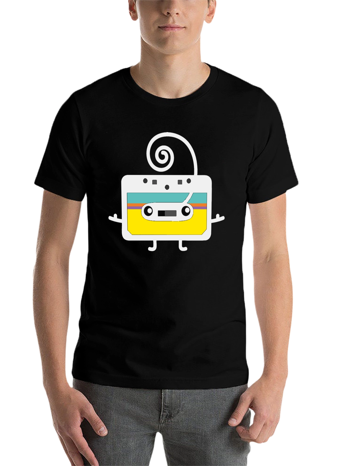 Black Retro Cassette Tape Graphic T-Shirt view 7