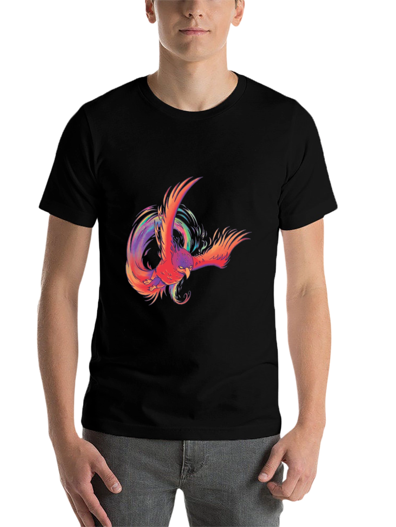 Black Phoenix Graphic Print Black T-Shirt view 7