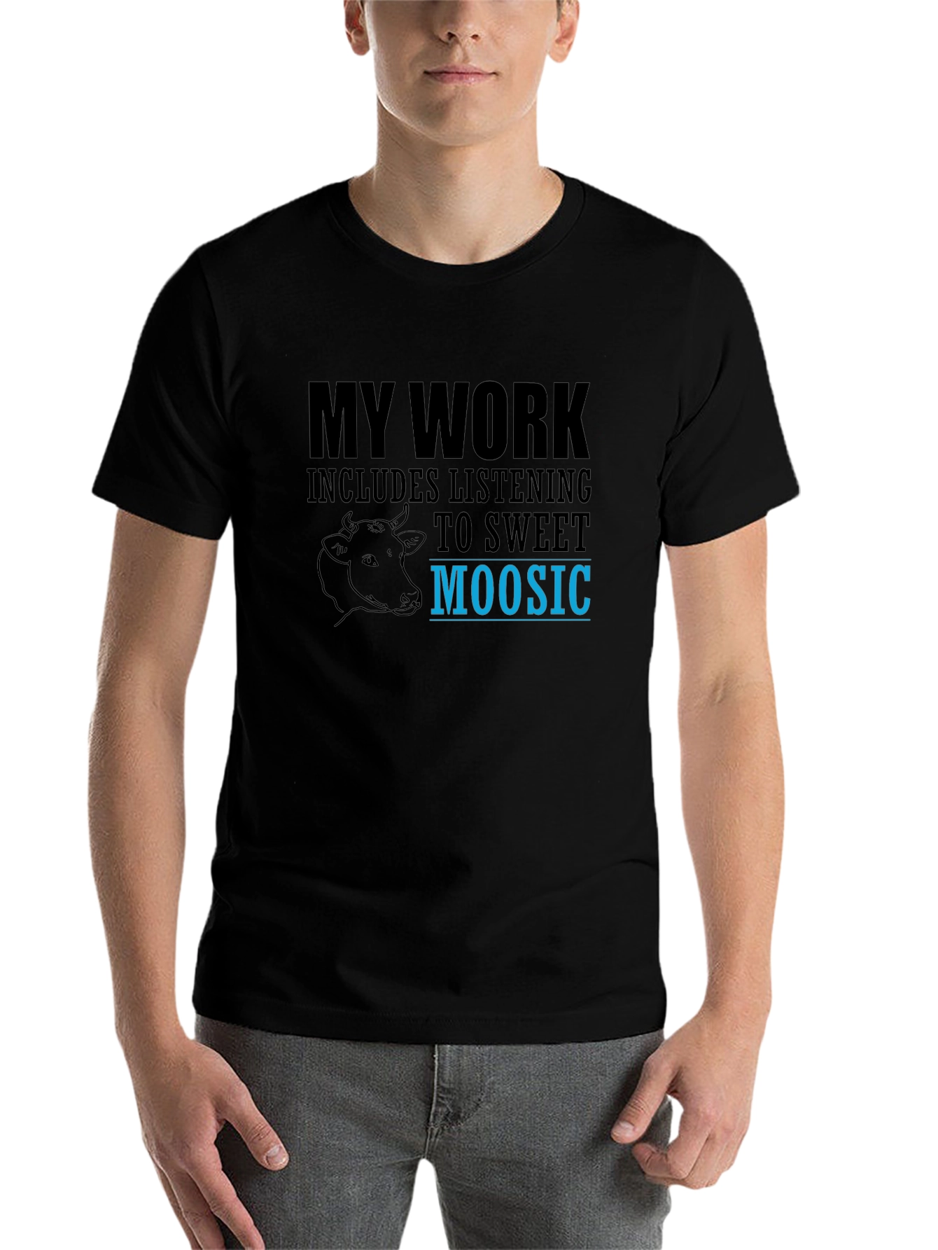 Black Sweet Moosic T-Shirt - Funny Cow Lover Tee view 7