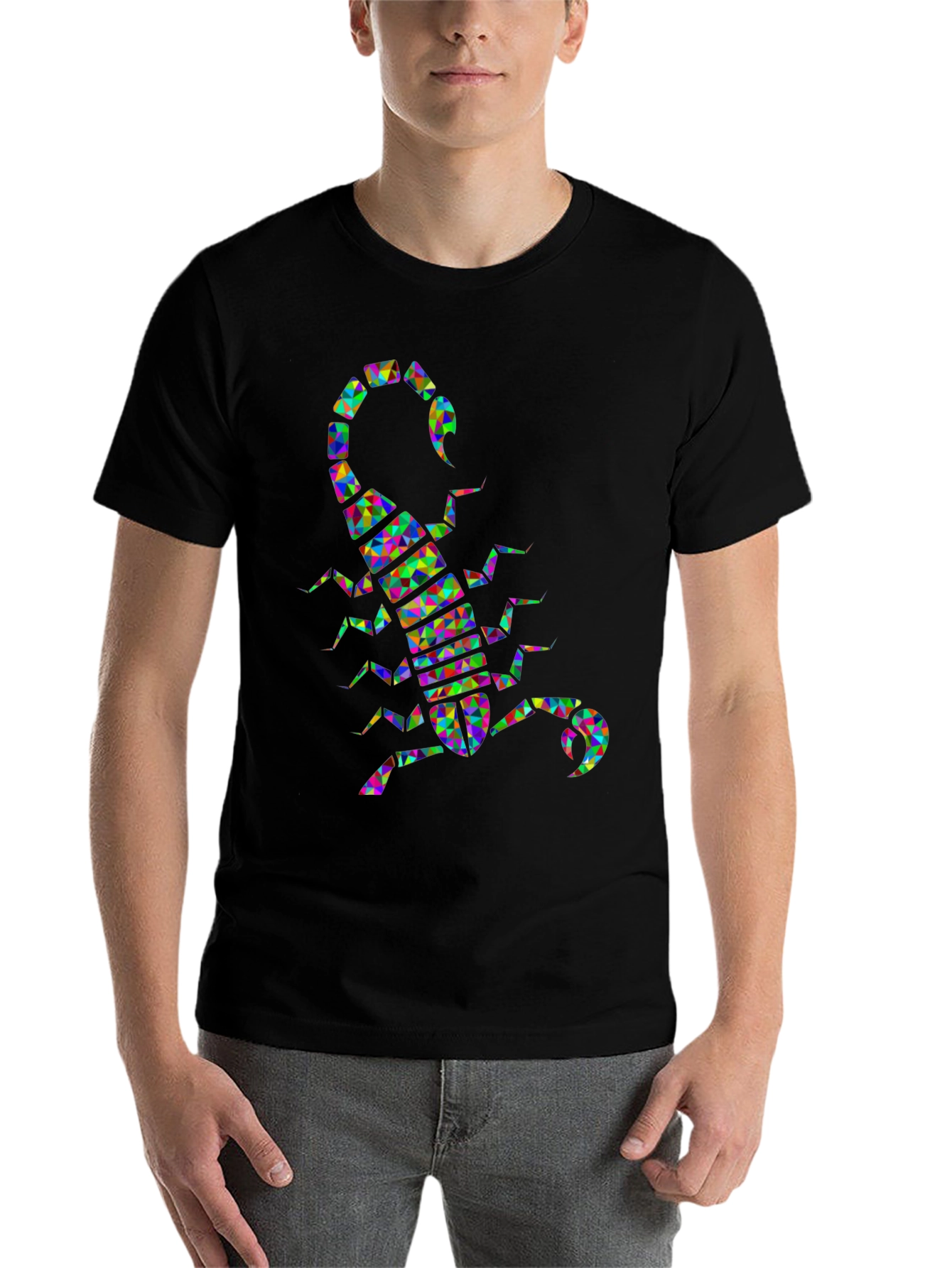 Geometric Scorpion Graphic Tee - Black Cotton Blend - 7