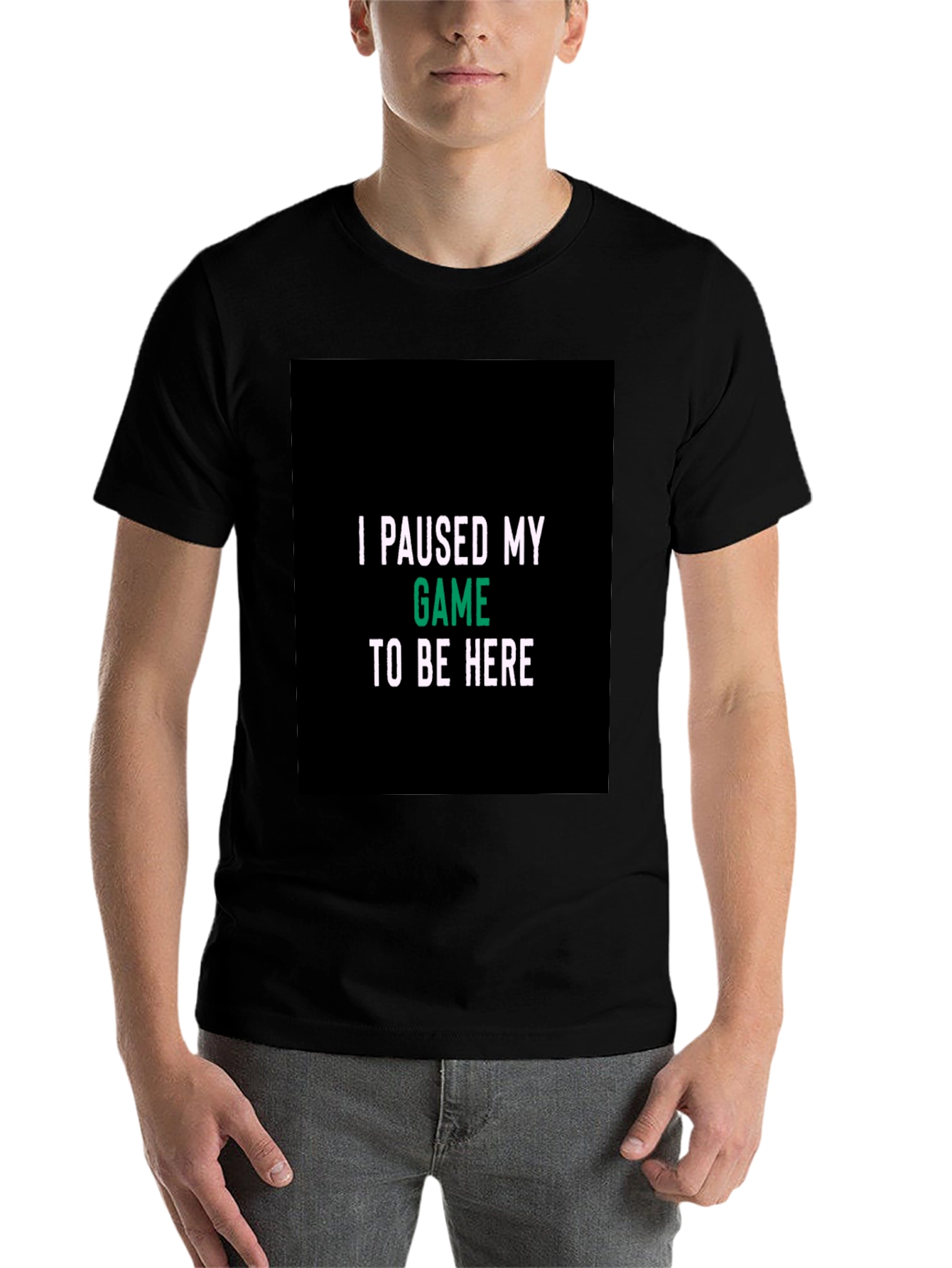 Black I Paused My Game Black T-Shirt view 7