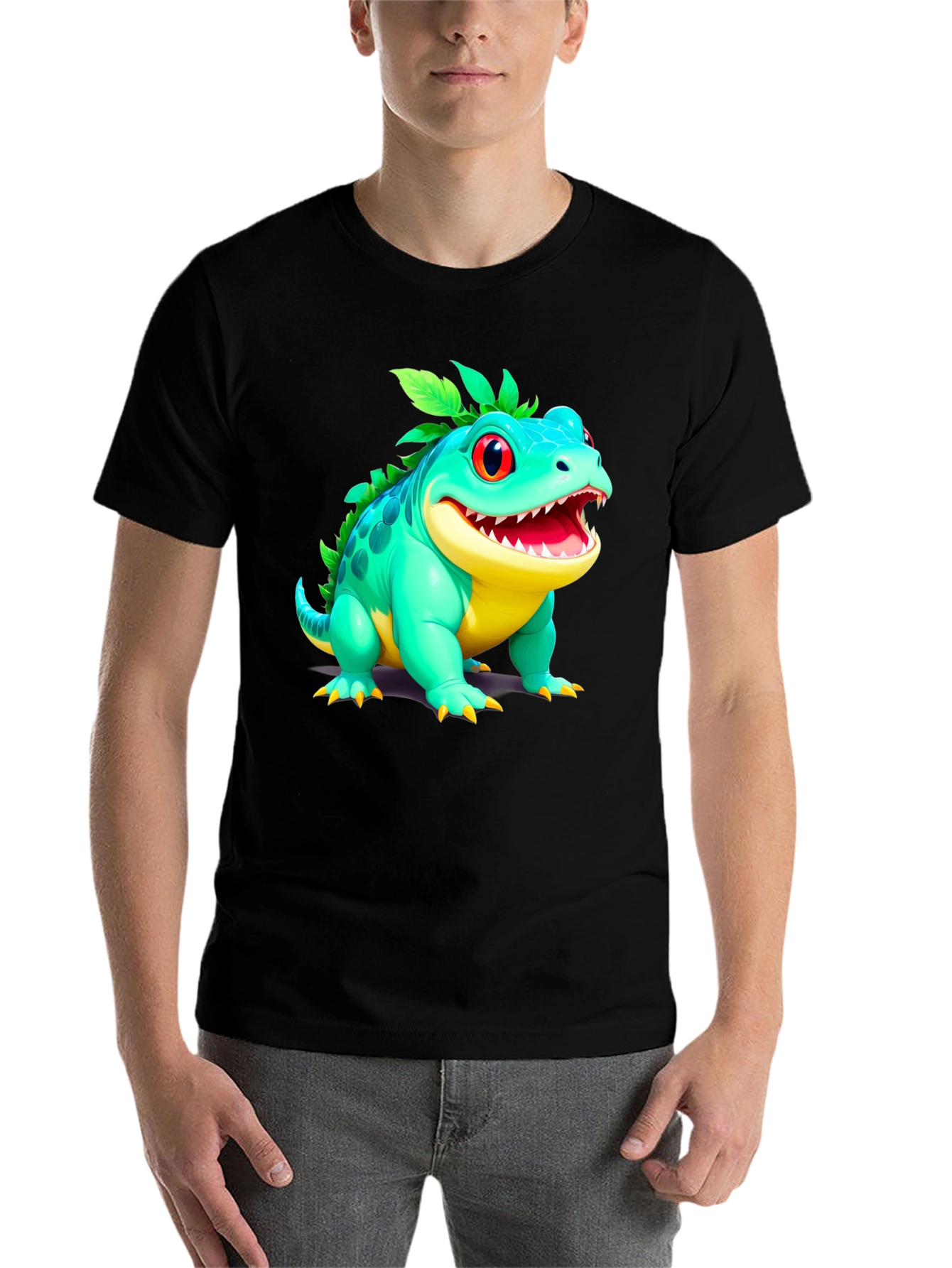 Black Cartoon Lizard Graphic Tee view 7