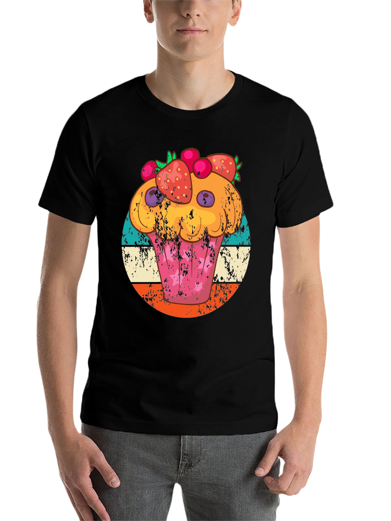 Black Cupcake Graphic Tee Retro Style view 7