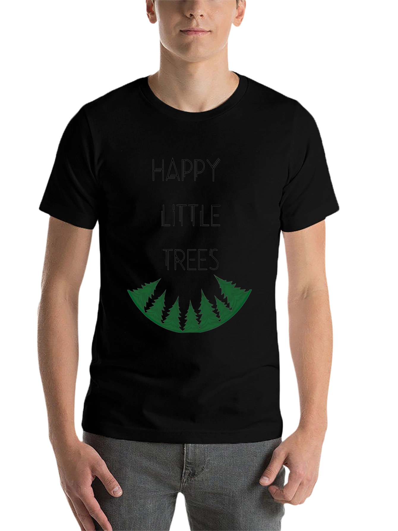 Black Happy Little Trees Graphic T-Shirt - Unisex view 7