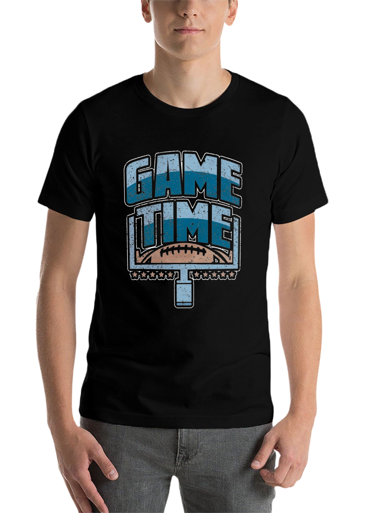 Black Game Time Football Graphic T-Shirt view 7