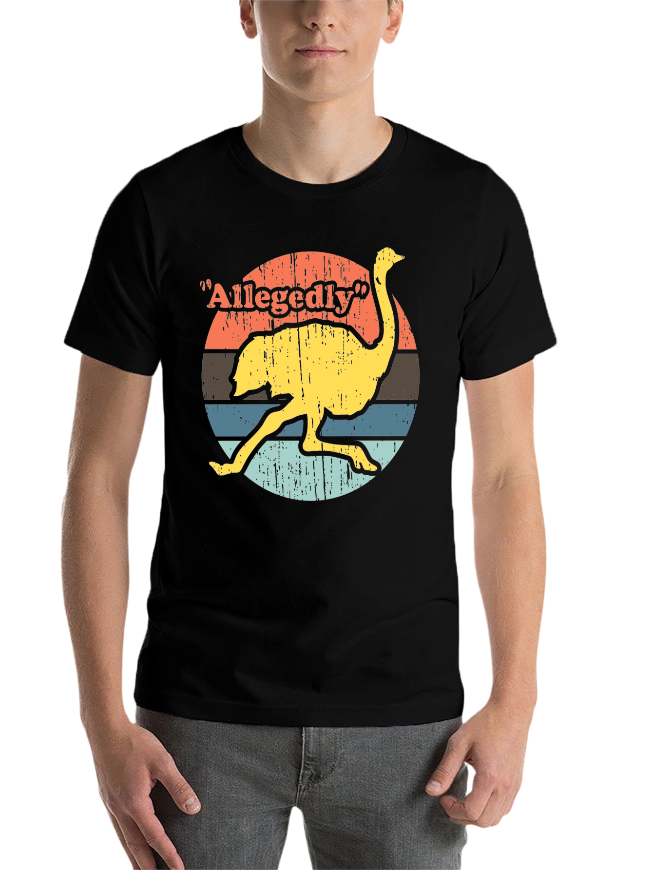 Black Allegedly Ostrich T-Shirt - Retro Style view 7