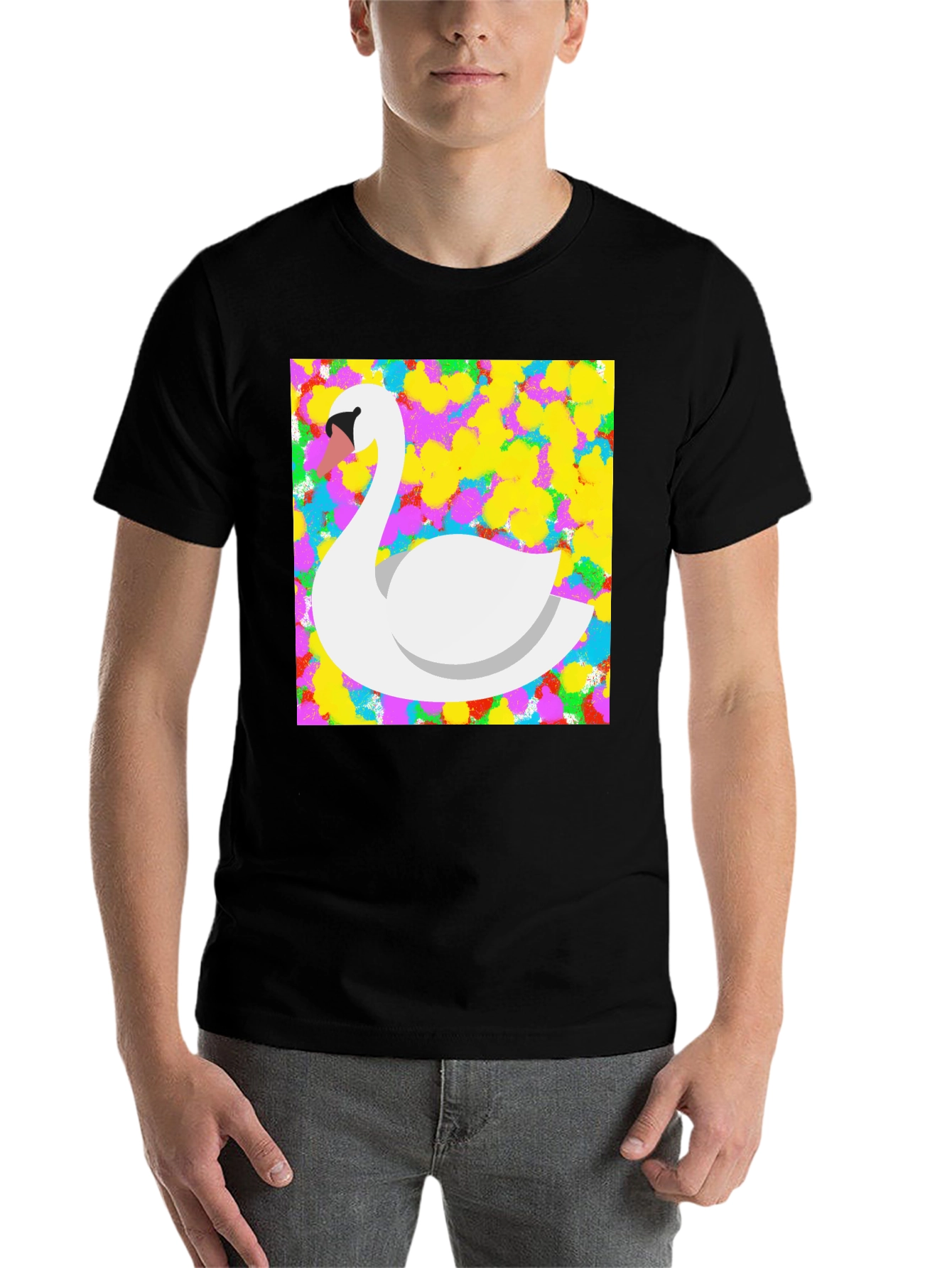 Black Swan Art Graphic Tee - Stylish Unisex Black T-Shirt view 7