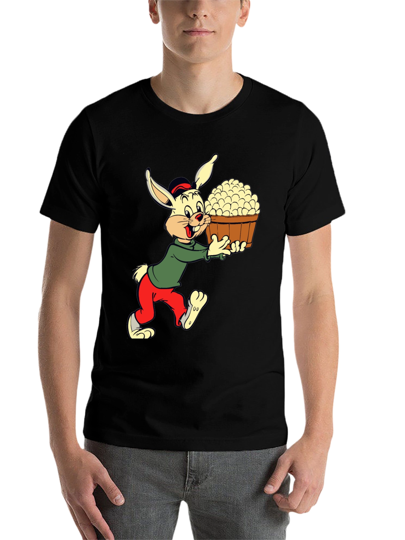 Black Cartoon Rabbit T-Shirt view 7