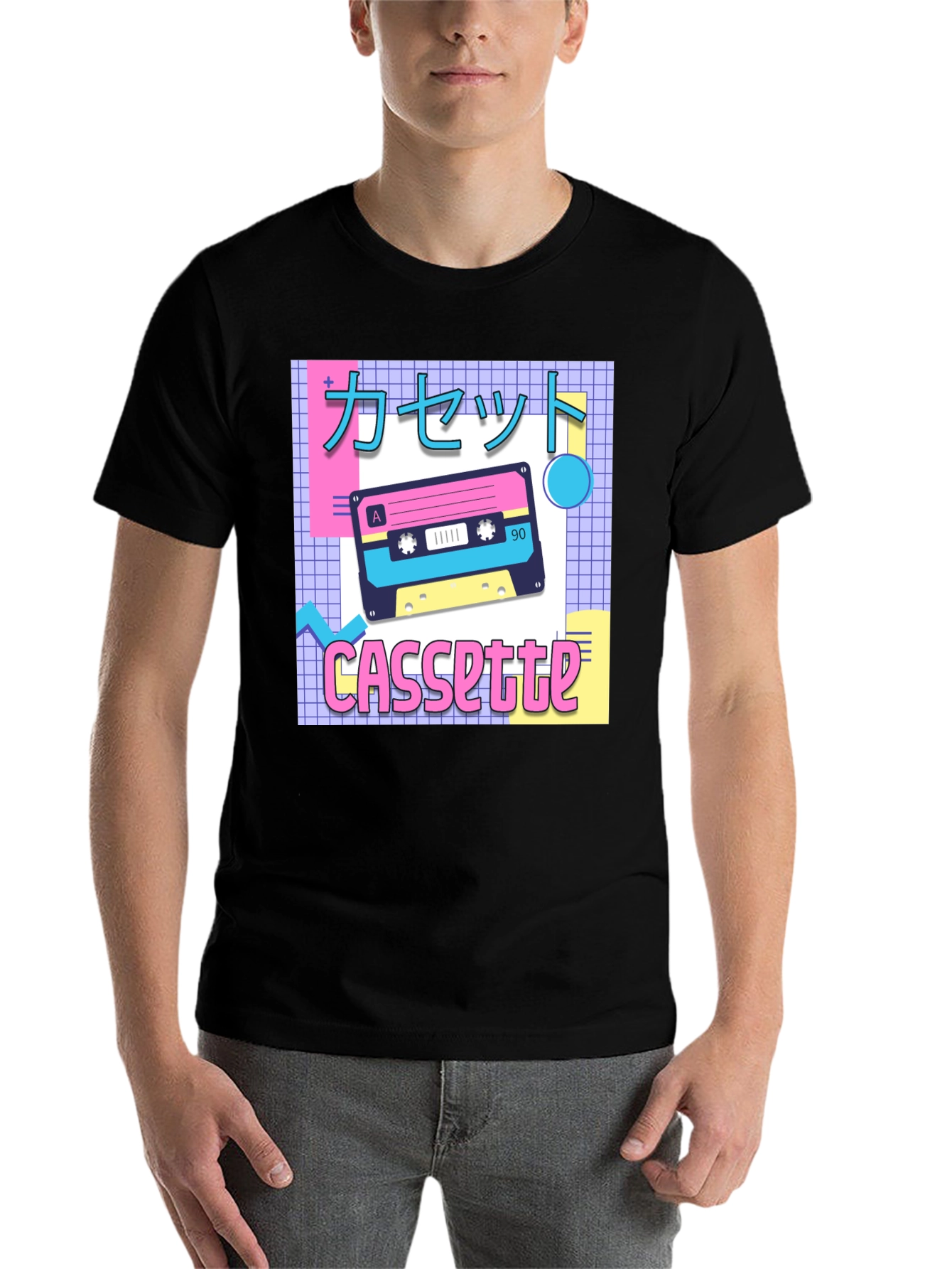 Black Retro Cassette Tape T-Shirt - 90s Aesthetic view 7