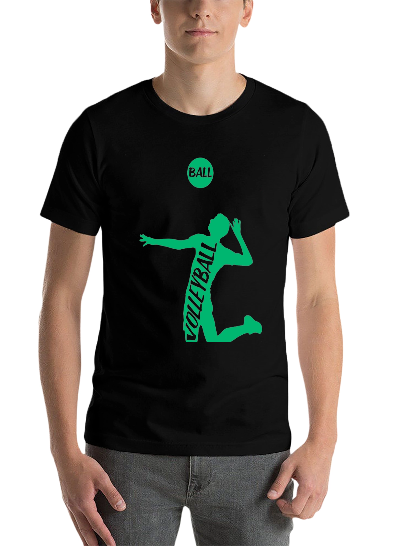 Black Volleyball Player Graphic Tee - Black Cotton view 7