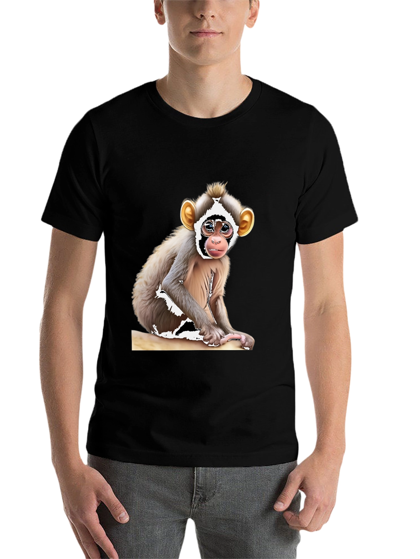 Black Monkey Graphic T-Shirt - Black Cotton Tee view 7