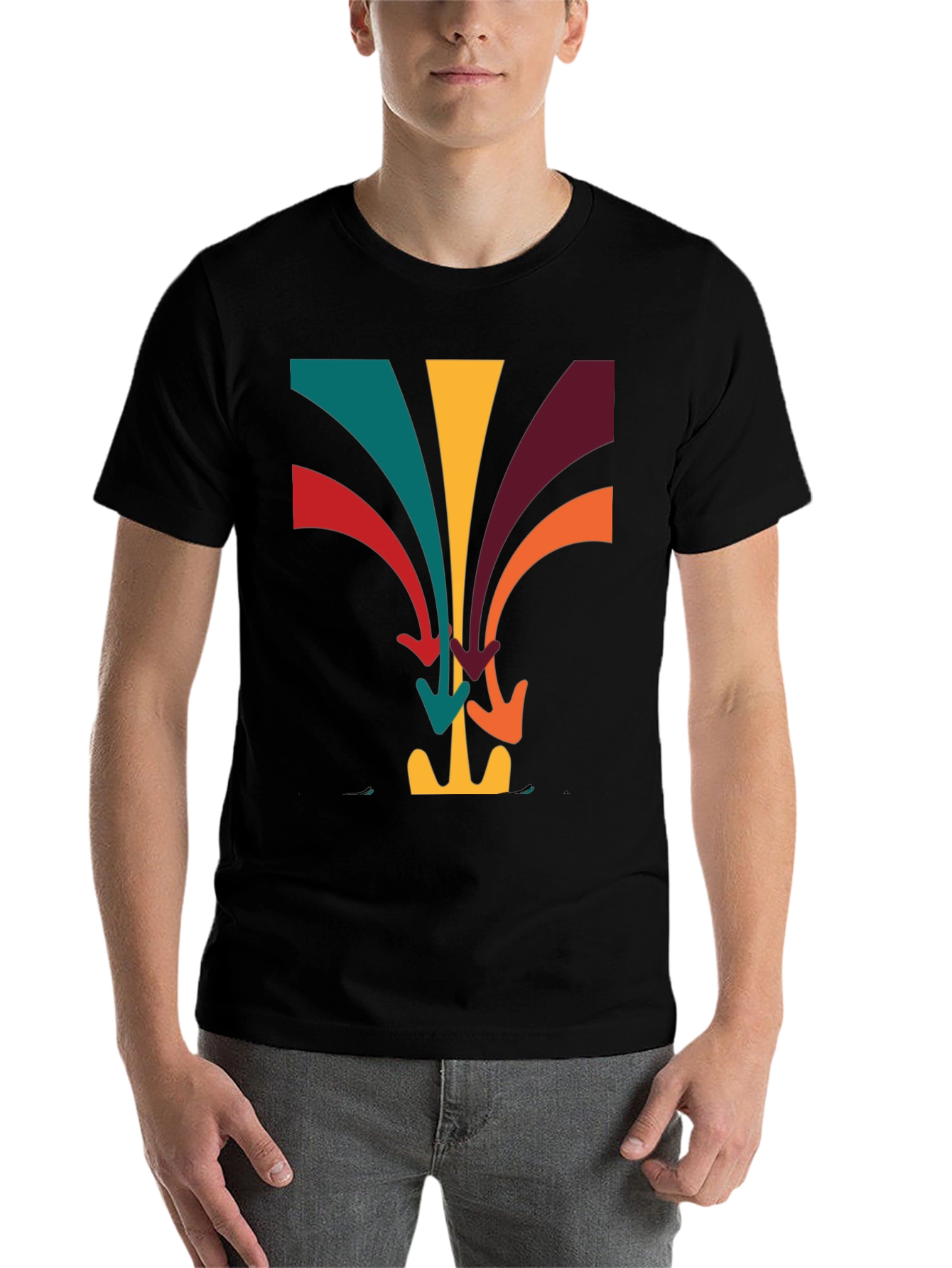 Black Retro Arrow Stream T-Shirt - Vintage Design Tee view 7