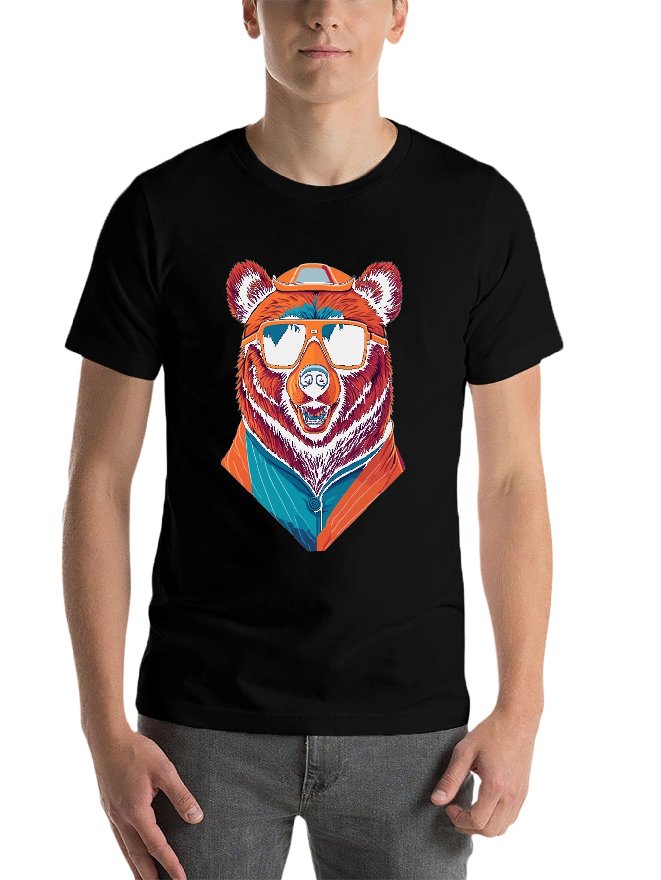 Black Cool Bear T-Shirt - Unique Graphic Tee view 7