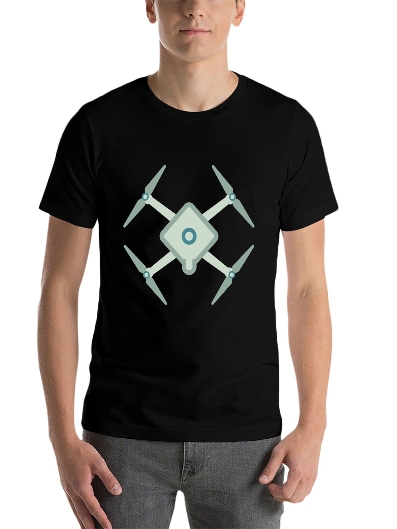 Black Drone Graphic Tee - Modern Black T-Shirt view 7