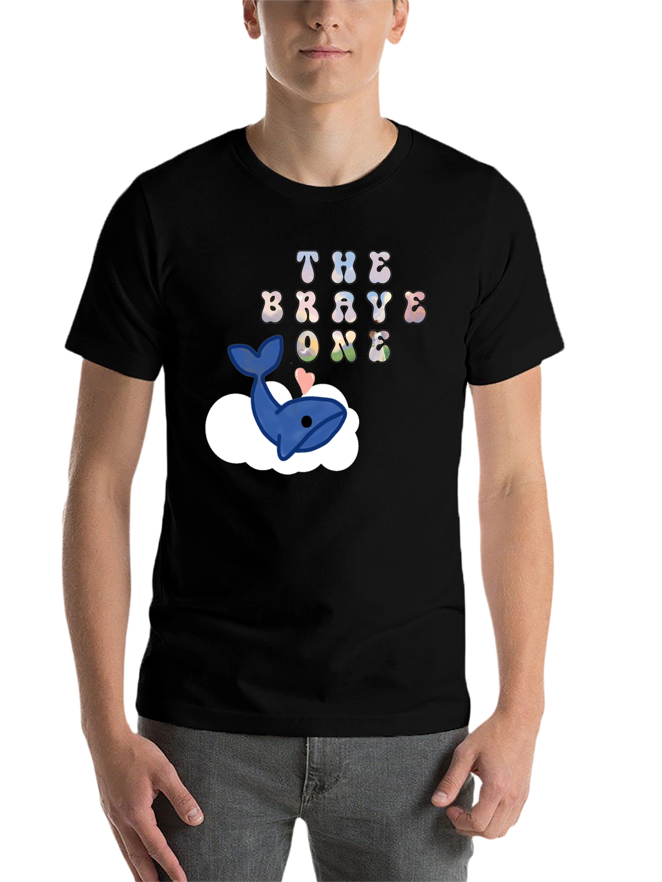 Black The Brave One Whale Cloud T-Shirt view 7