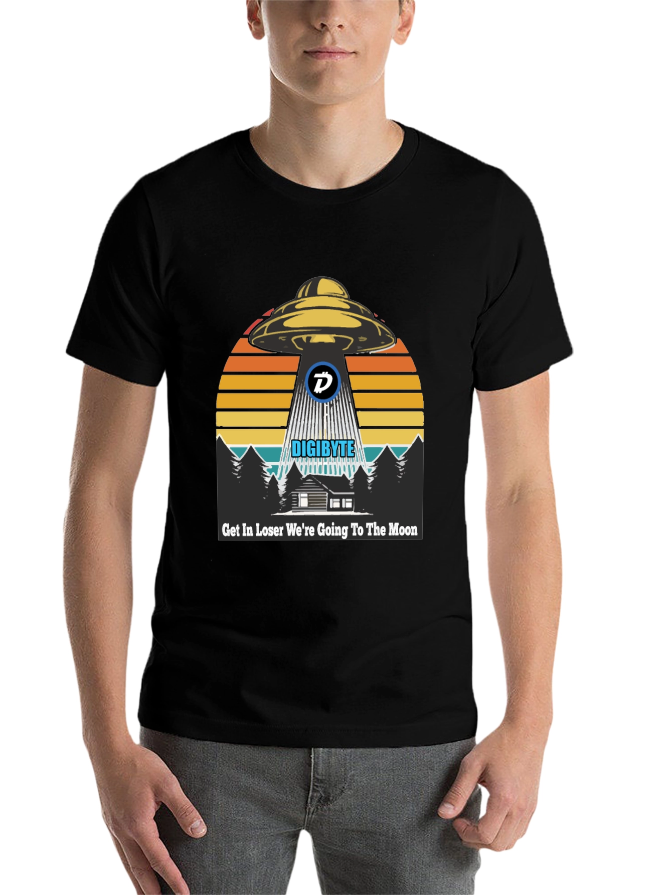 Black Digibyte UFO Abduction T-Shirt - Crypto Humor Tee view 7