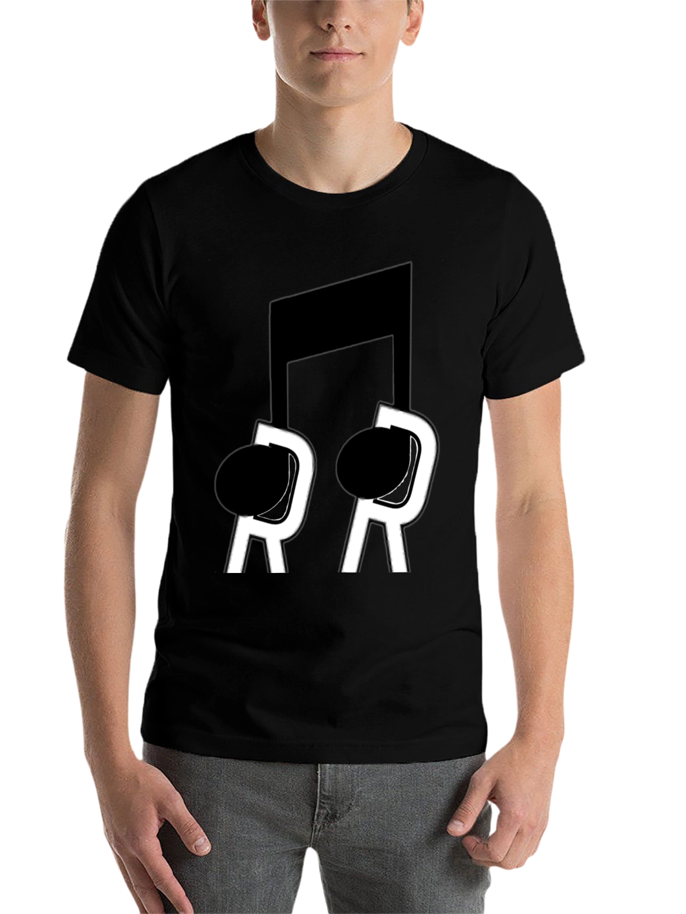 Black Musical Note T-Shirt - Black Cotton Blend view 7