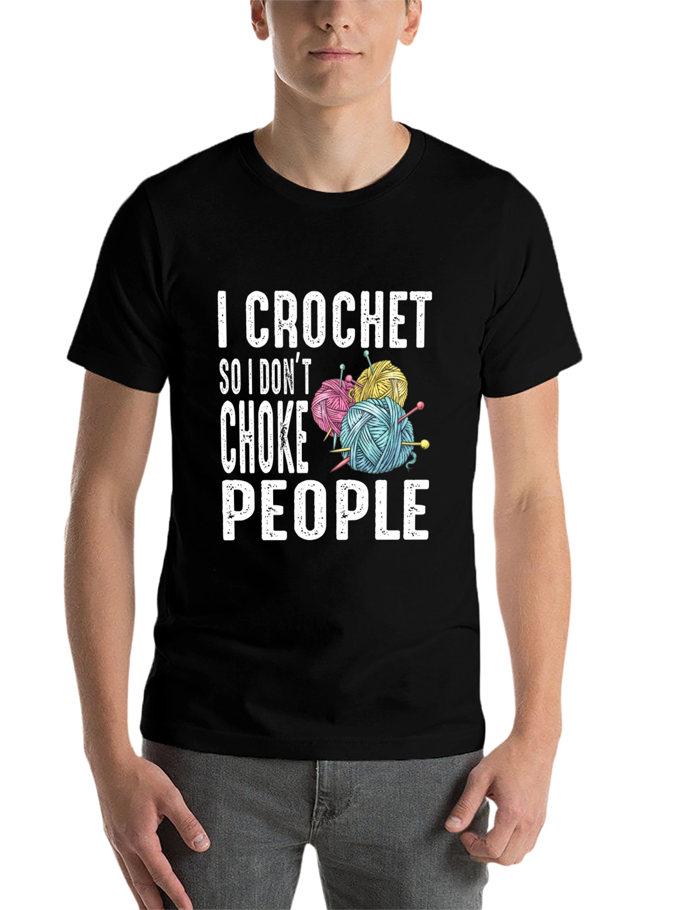 Black I Crochet So I Don't Choke People T-Shirt view 7