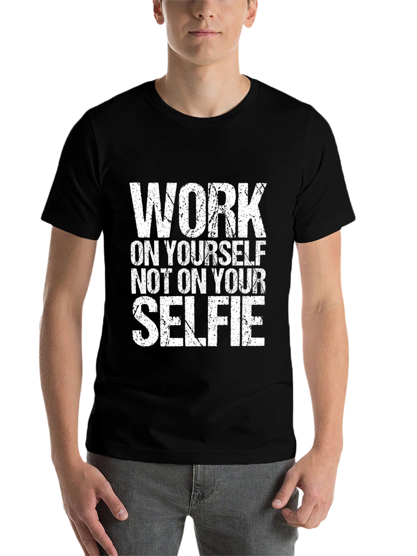 Black Work on Yourself Graphic T-Shirt view 7