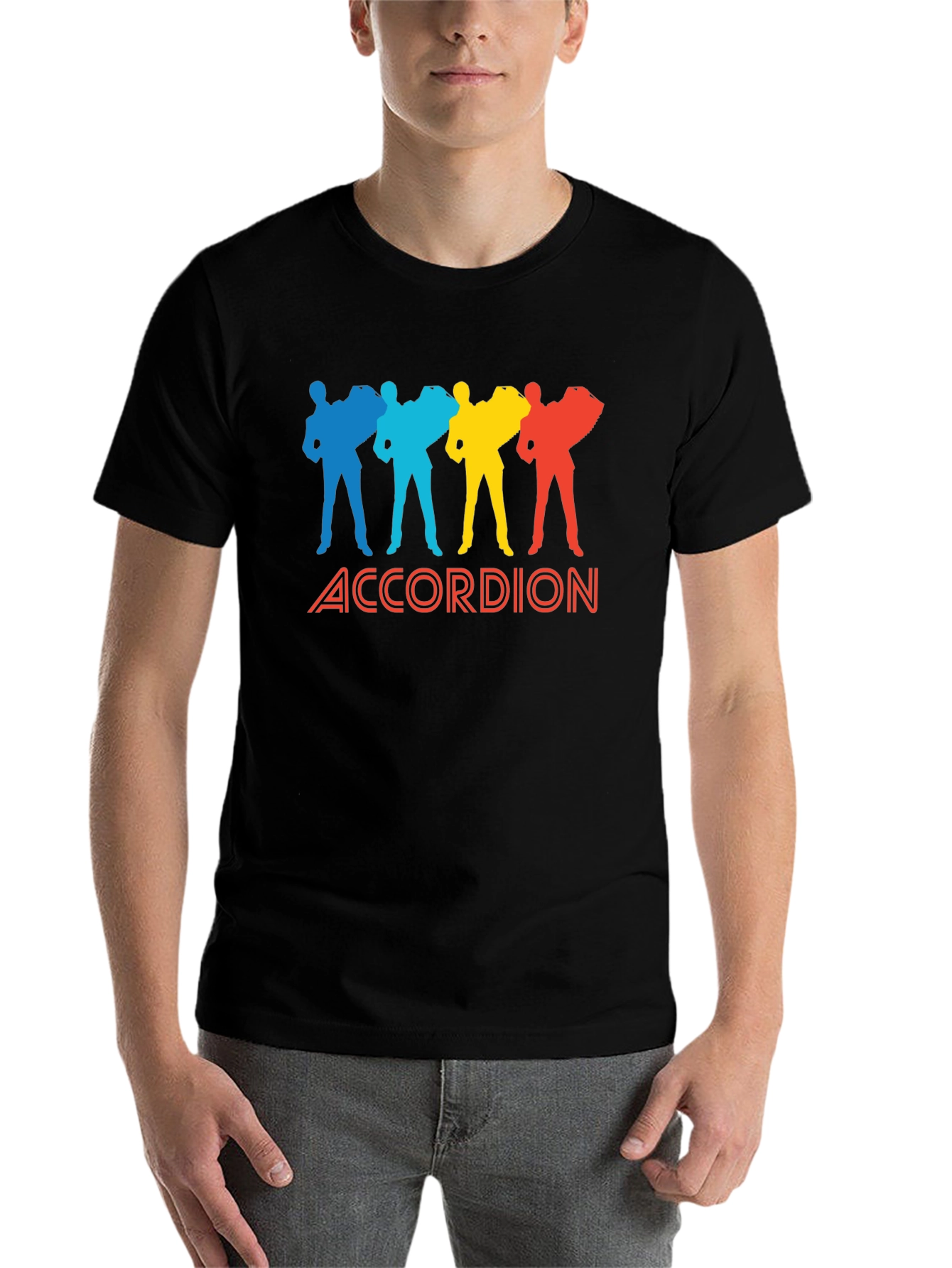 Black Accordion Player Graphic Tee - Black Cotton view 7