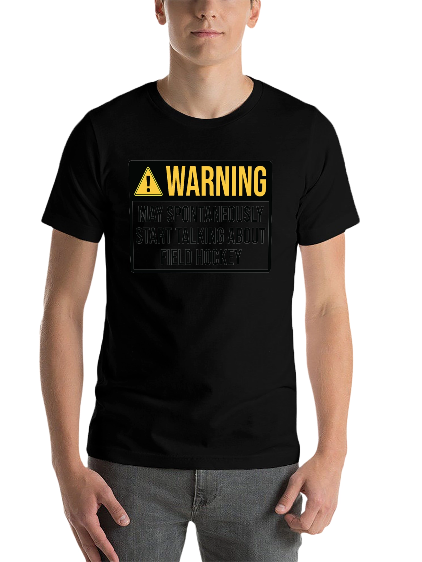 Black Field Hockey Warning Graphic T-Shirt view 7