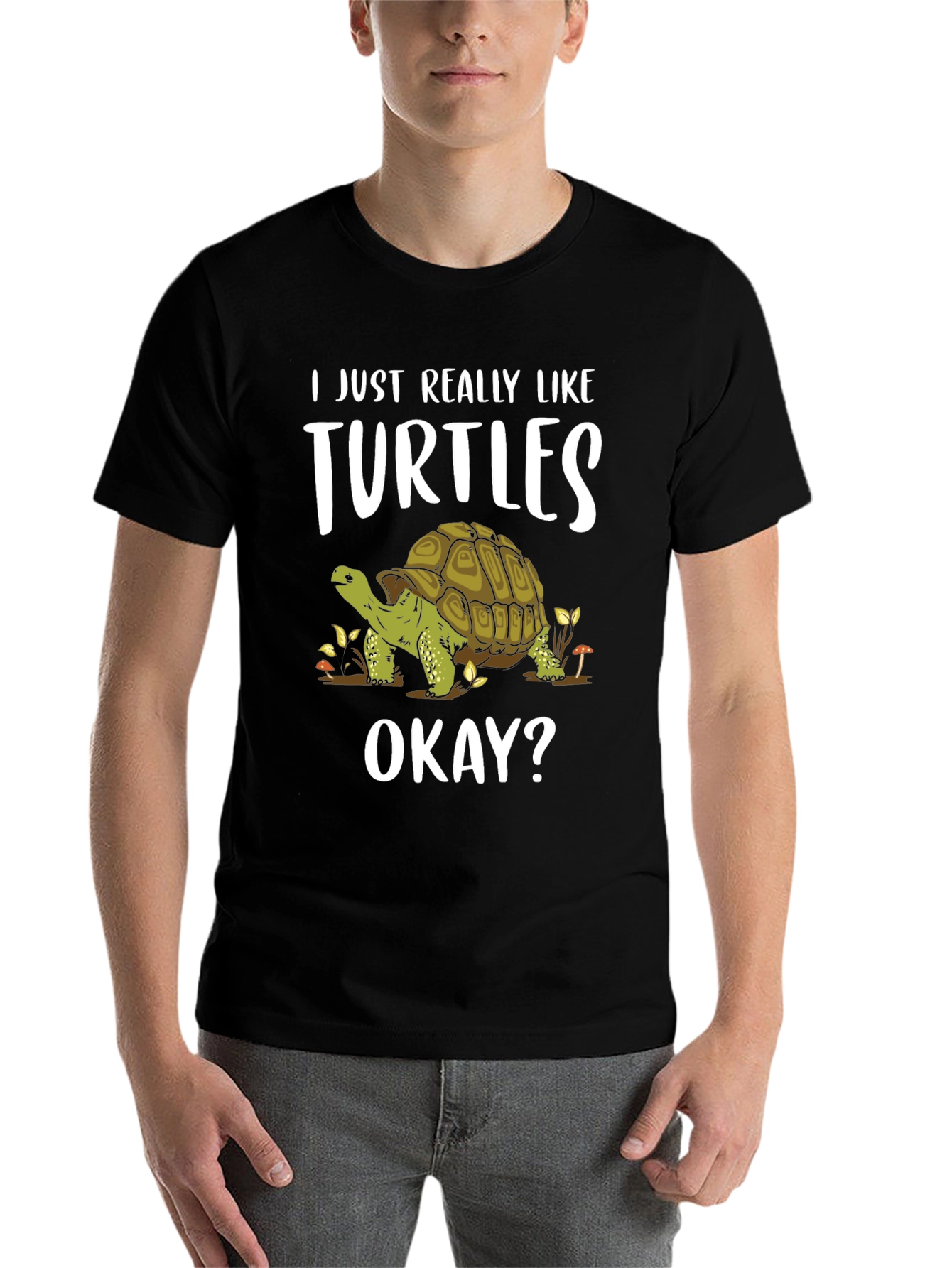 Black Turtle Lover Tee - I Just Really Like Turtles Okay? T-Shirt view 7