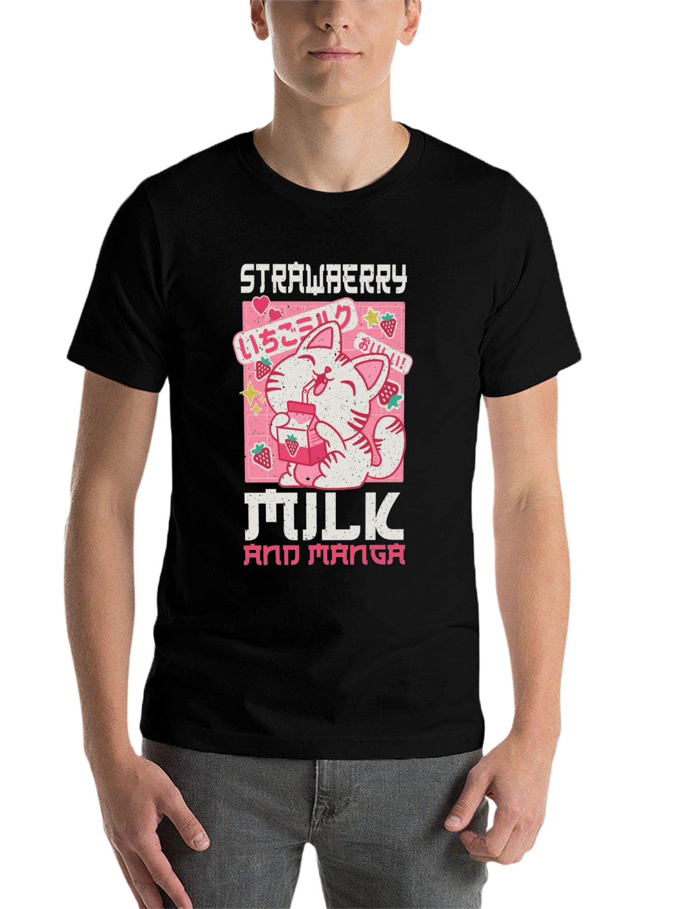 Black Strawberry Milk and Manga Graphic Tee view 7