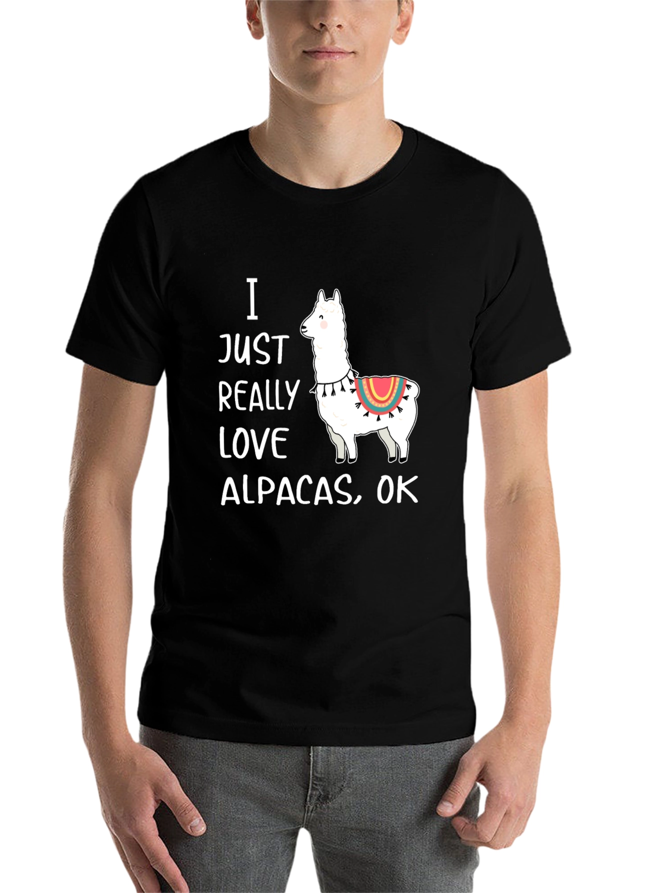 Black I Love Alpacas Graphic T-Shirt -  Funny Alpaca Tee view 7