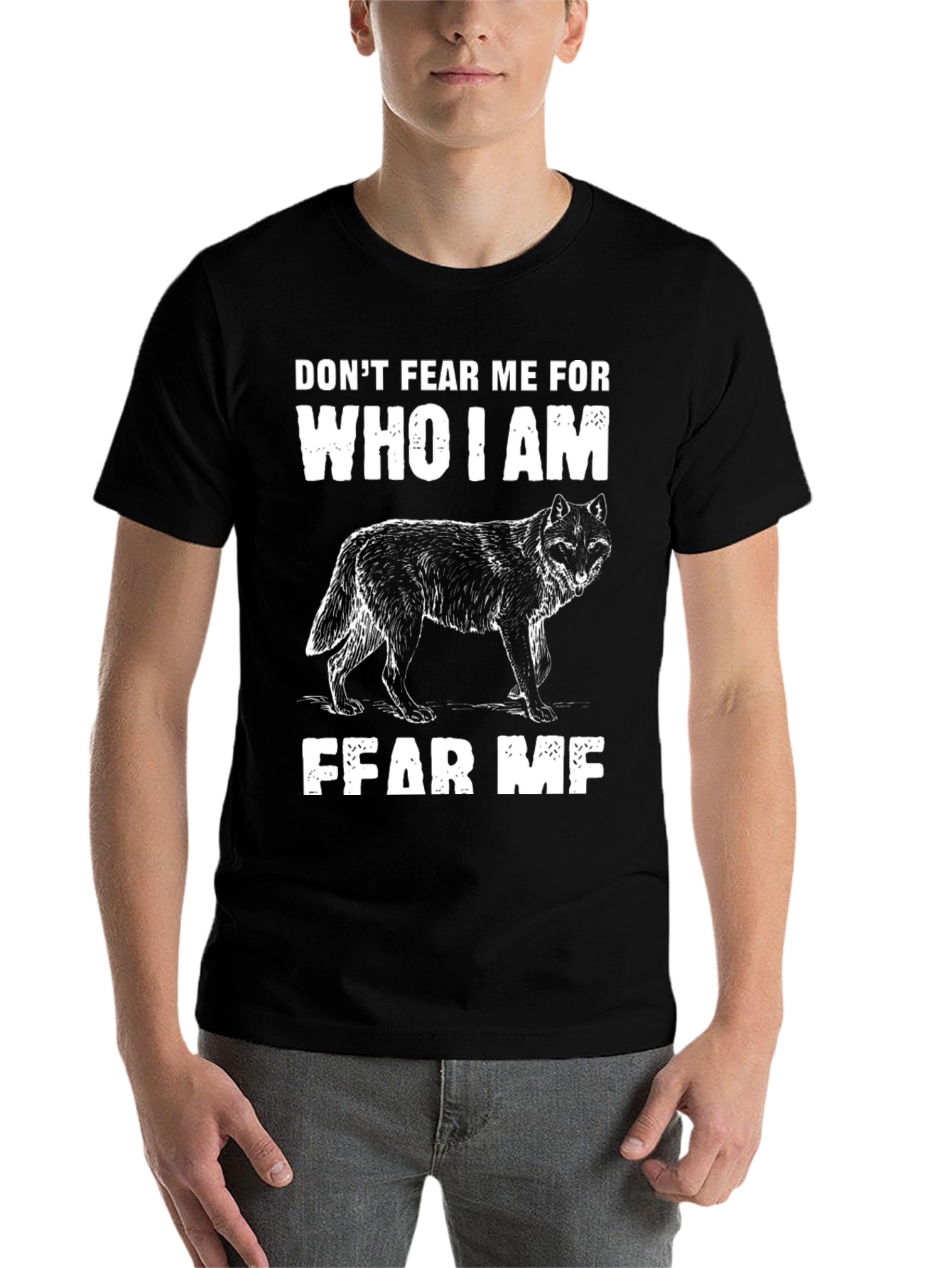 Black Don't Fear Me Wolf Graphic T-Shirt view 7