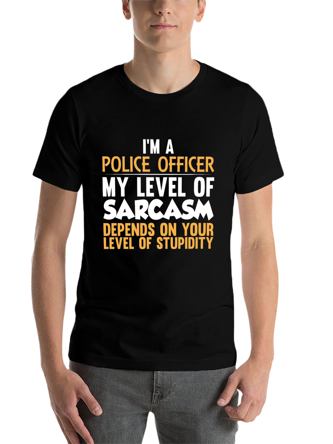 Black Sarcastic Police Officer Graphic Tee view 7