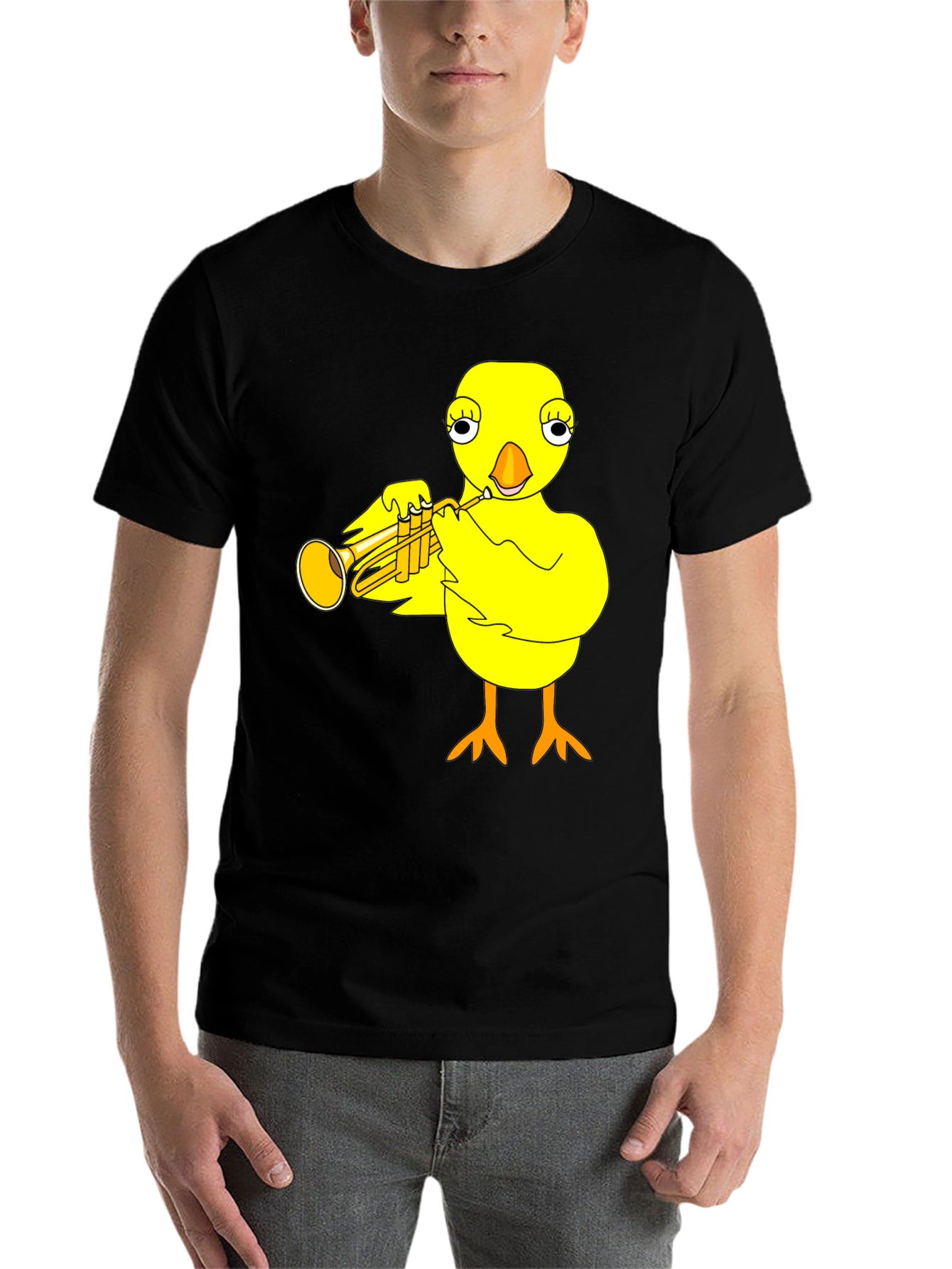 Black Funny Chick Trumpet Player Graphic Tee view 7