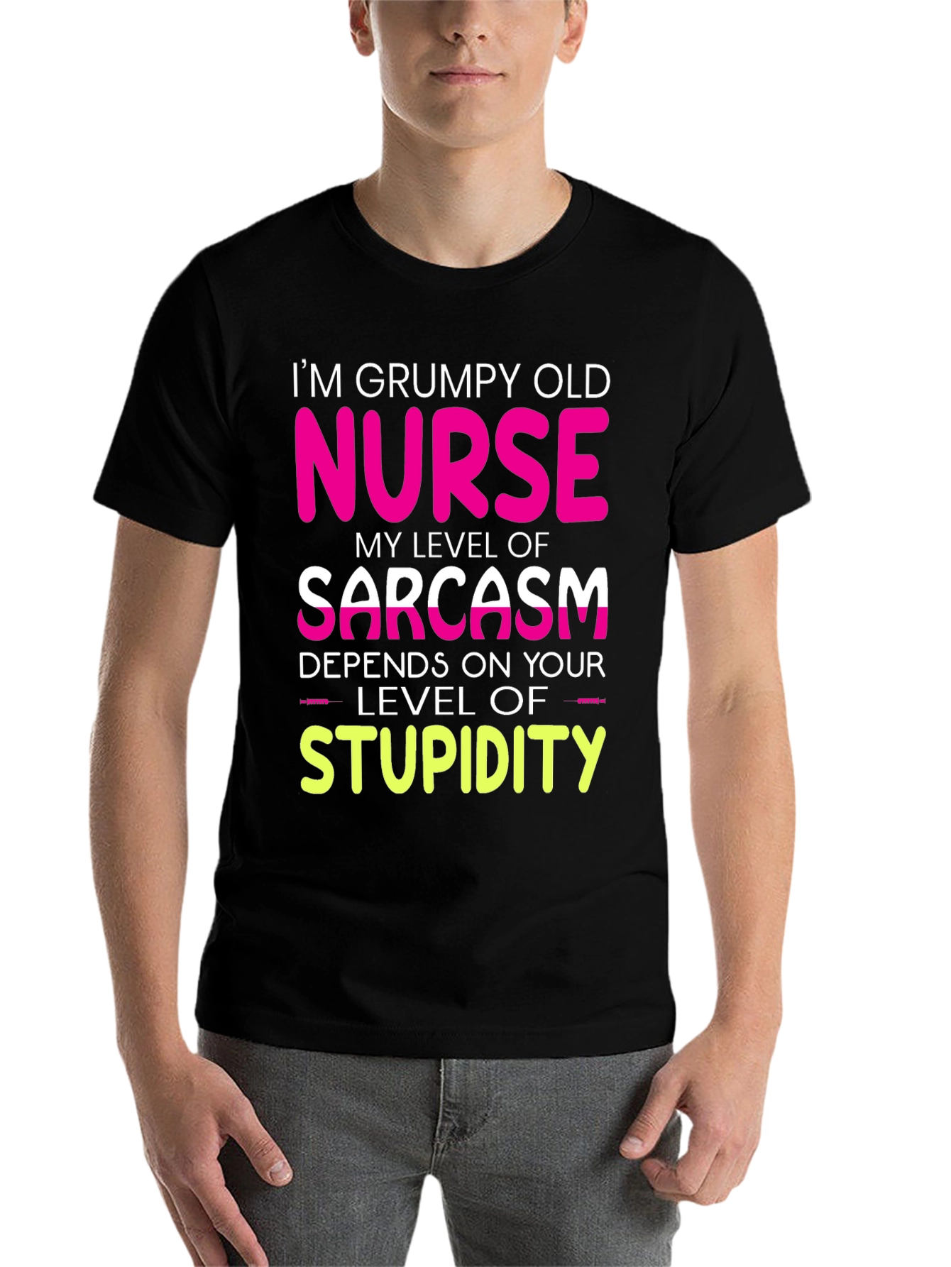 Black Grumpy Old Nurse T-Shirt Sarcasm Level Funny Tee view 7