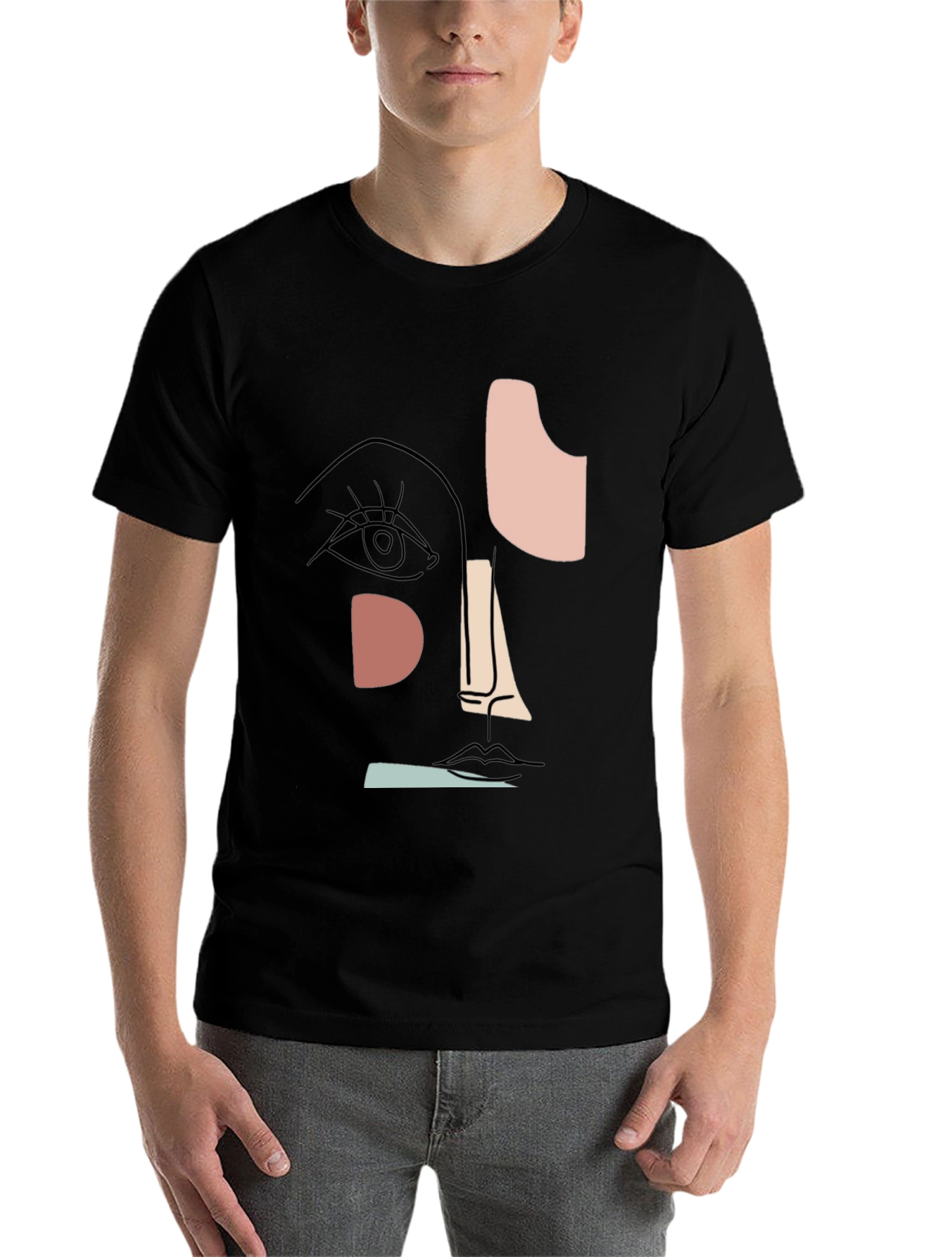 Abstract Face Graphic T-Shirt - Modern Art Tee - 7
