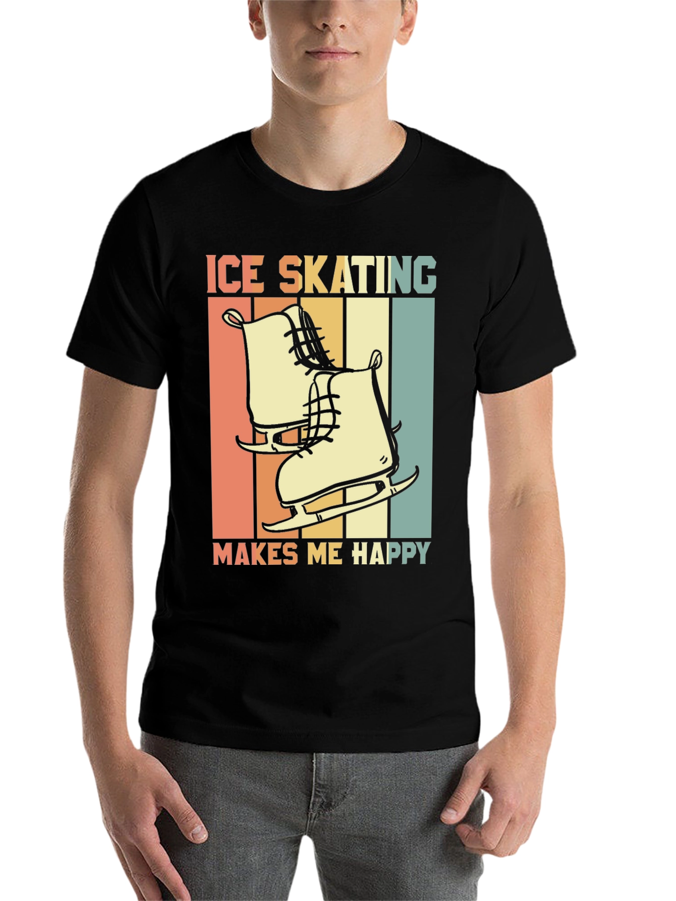 Black Ice Skating Makes Me Happy Graphic Tee view 7